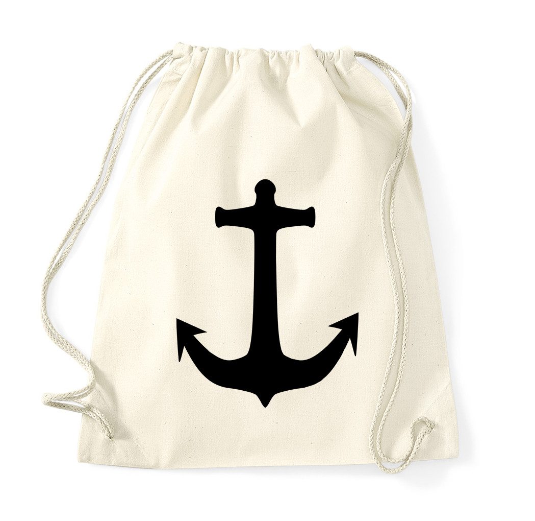 Blondie & Brownie Turnbeutel Maritimer Turnbeutel Anker Baumwolle Freizeit Sport Tasche Komfort (Einzelstück, Einzelartikel), Turnbeutel Anker Baumwolle Sportbeutel maritim Freizeit Tasche Uni