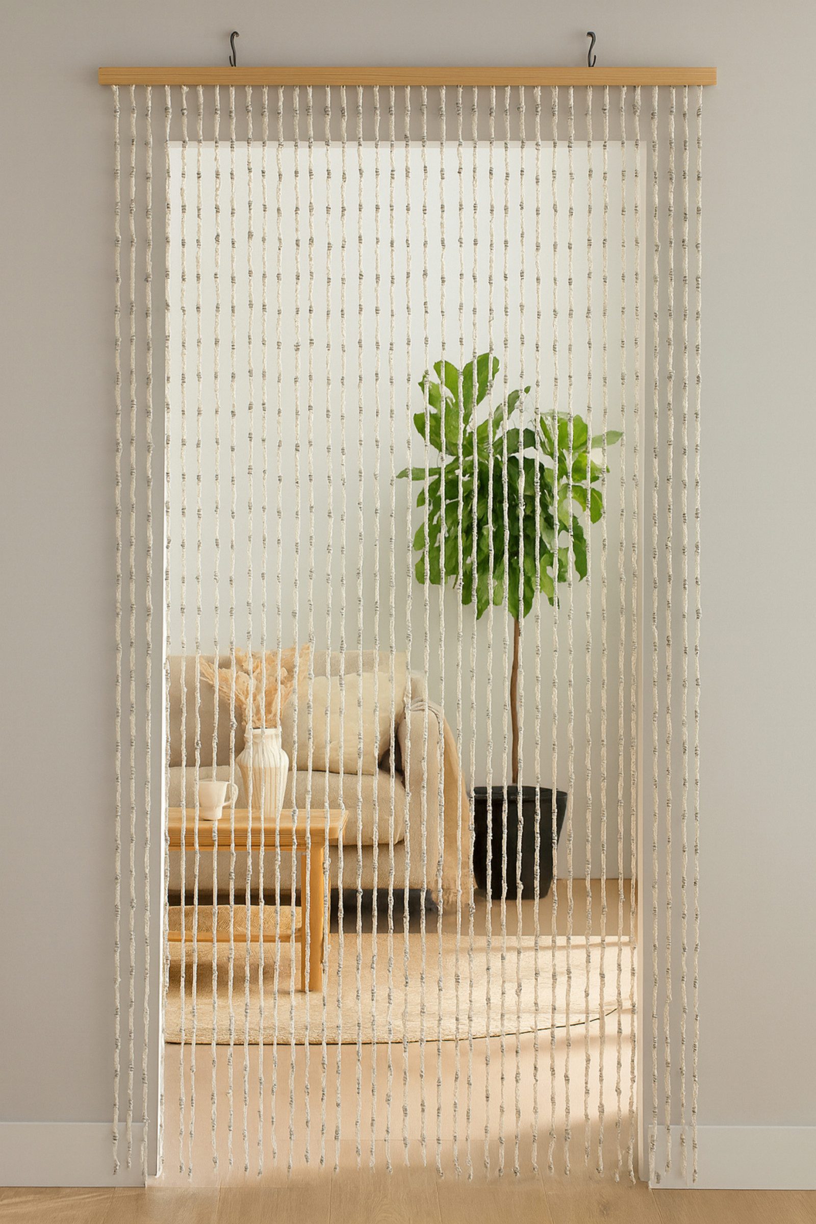 Koopman Türvorhang Vorhang Sichtschutz 197cm Papiervorhang 36 Stränge (1 St), Papier, 197x90cm, an Holzleiste, Papierstränge, Blicktschutz