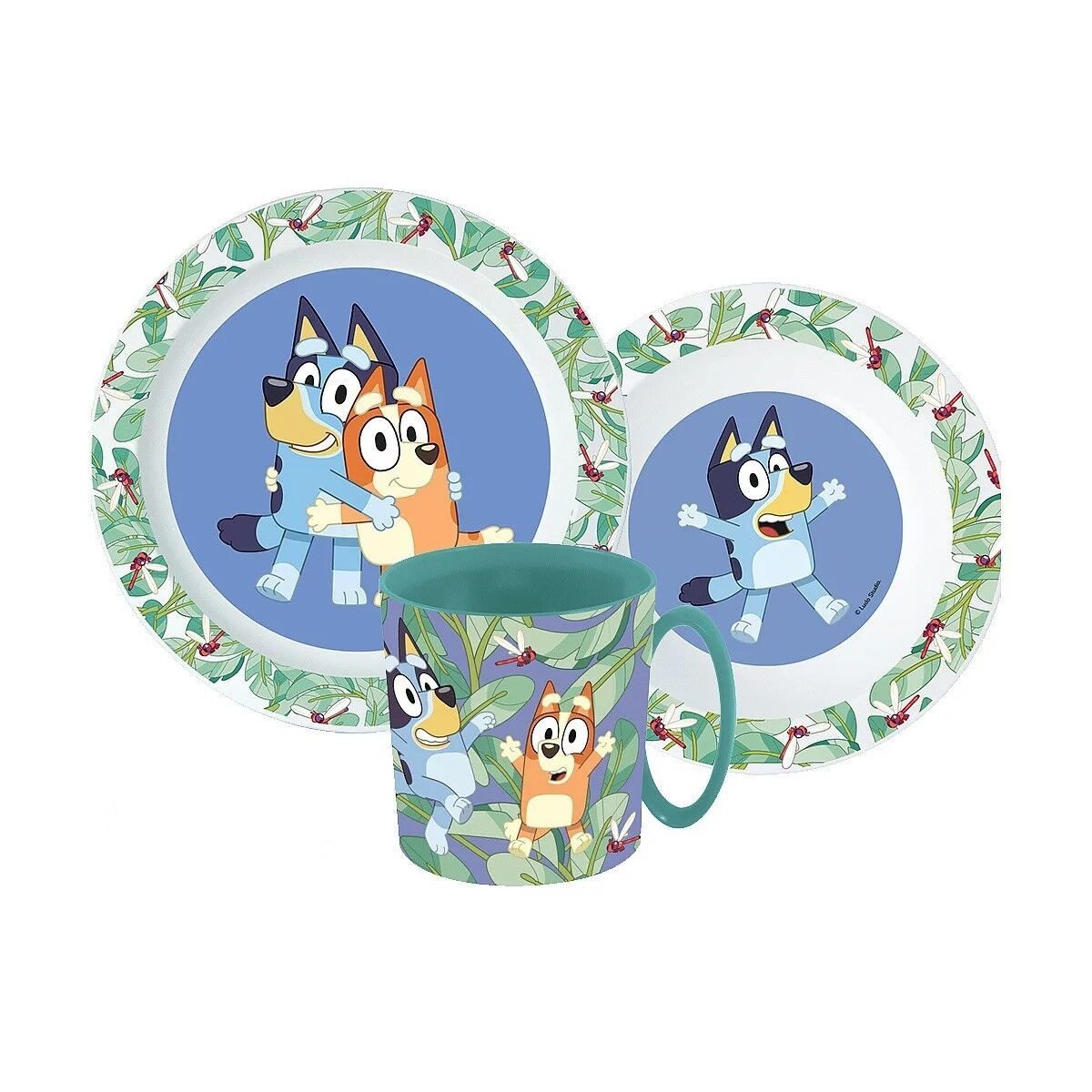 Bluey Kindergeschirr-Set Bluey Tropical Geschirrset mit Becher