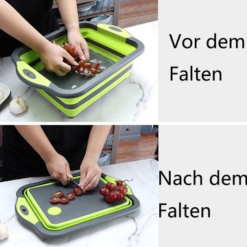 GelldG Schneidebrett Collapsible Cutting Board, Foldable Food Grade Silicone Chopping Board