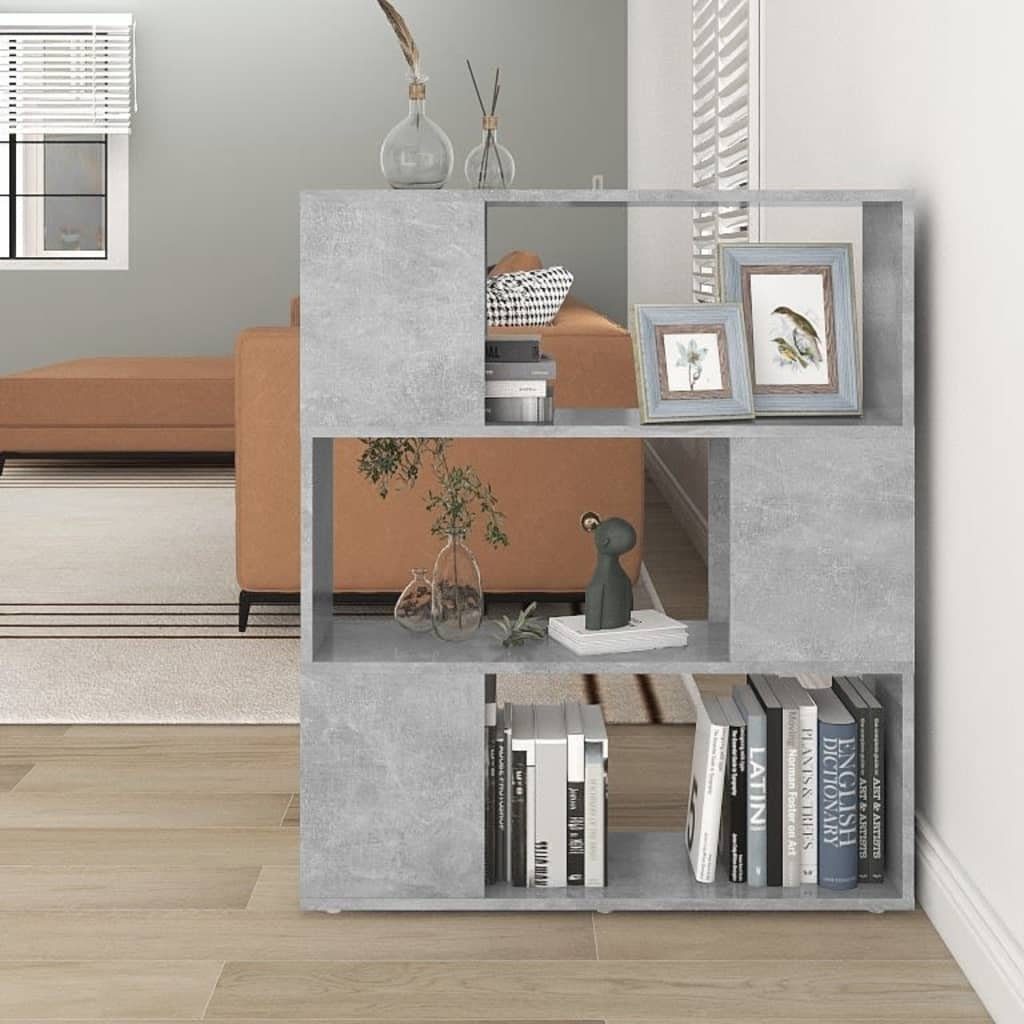 vidaXL Bücherregal Bücherregal Raumteiler Betongrau 80x24x94 günstig online kaufen