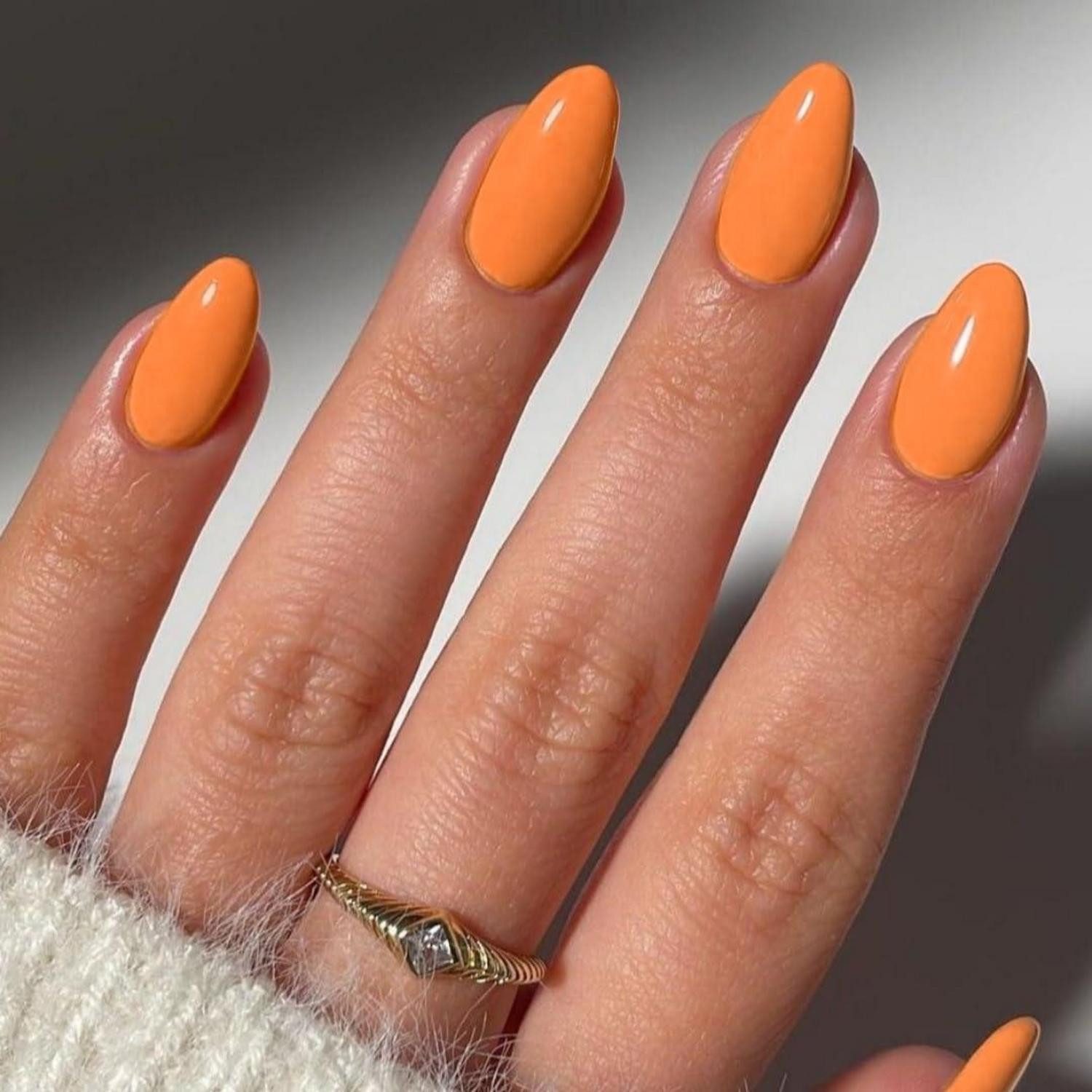 LuxusKollektion Kunstfingernägel Kunstnägel PressOn Acryl Kurz Rund Mandel Gel 24 Stück Orange