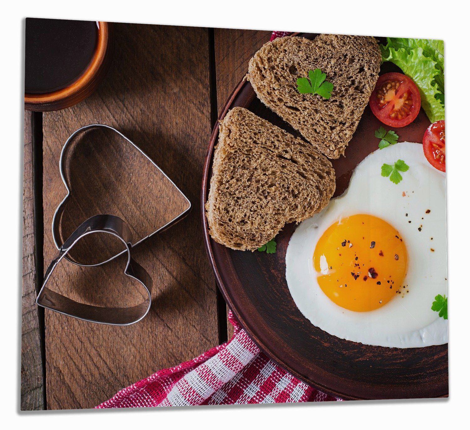 Wallario Herd-Abdeckplatte Frühstück mit Liebe serviert, ESG-Sicherheitsglas, (Glasplatte, 1 tlg., inkl. 5mm Noppen), verschiedene Größen