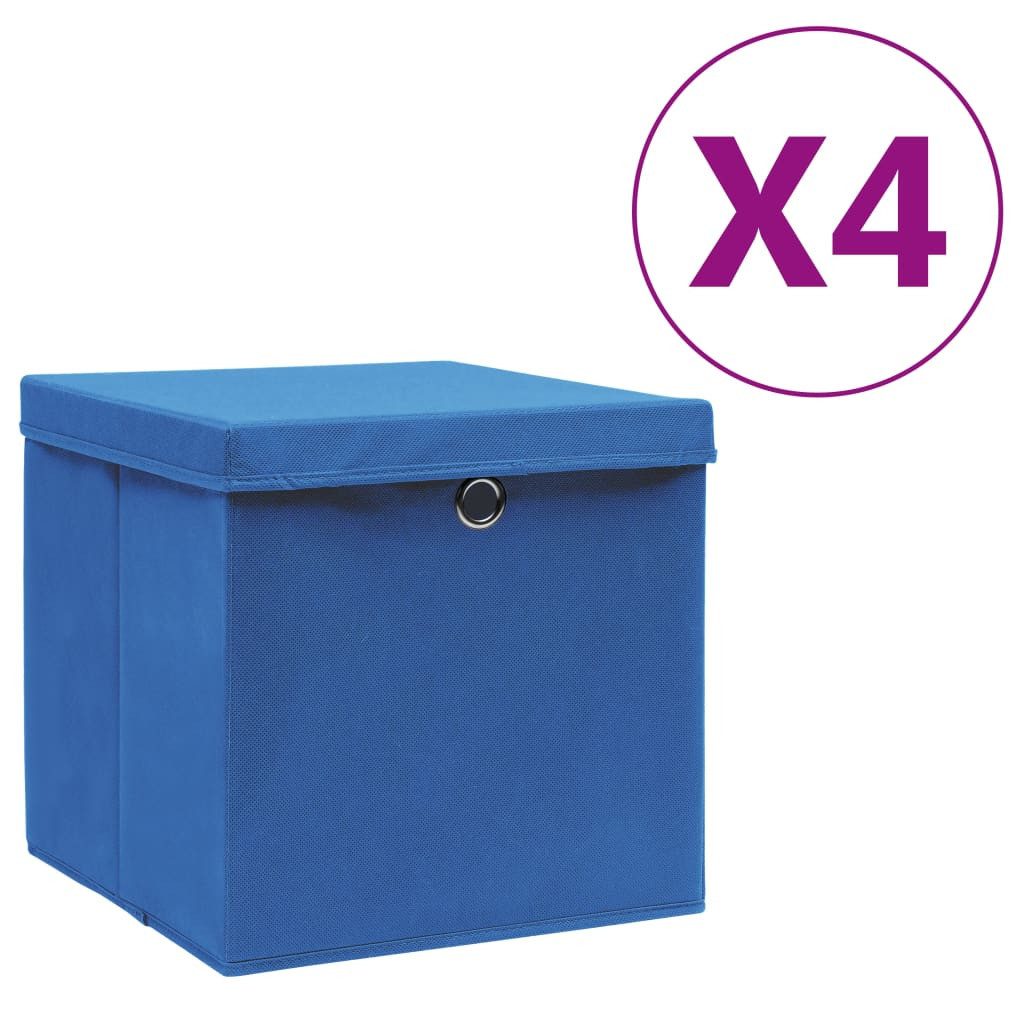 vidaXL Aufbewahrungsbox NA Aufbewahrungsboxen mit Deckeln 4 Stk 28x28x28 cm Blau