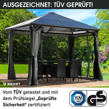 BRAST Pavillon Summerdream Aluminium 3x3m Garten Moskitonetz TÜV geprüft, wasserdicht, UV-Schutz, festes Dach