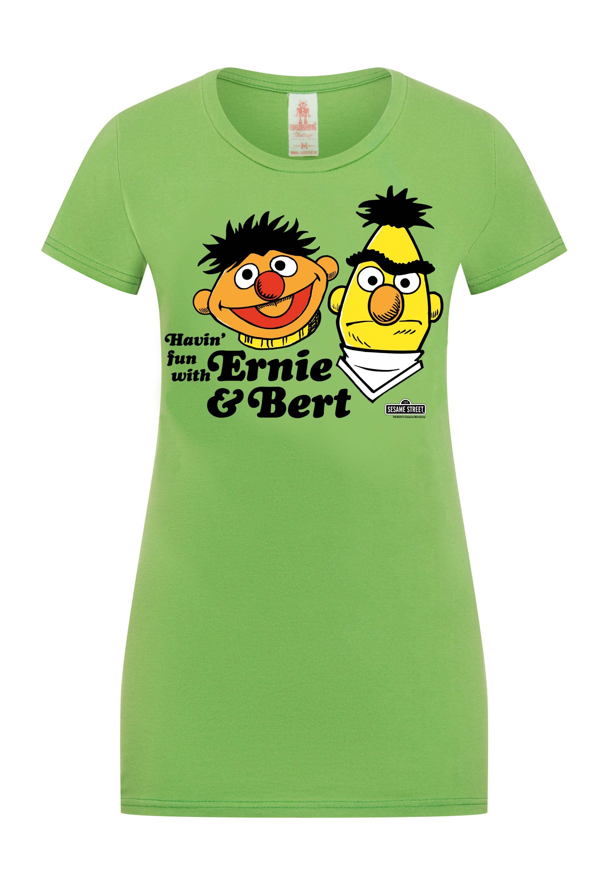 LOGOSHIRT T-Shirt Sesamstraße – Ernie & Bert mit lizenziertem Print