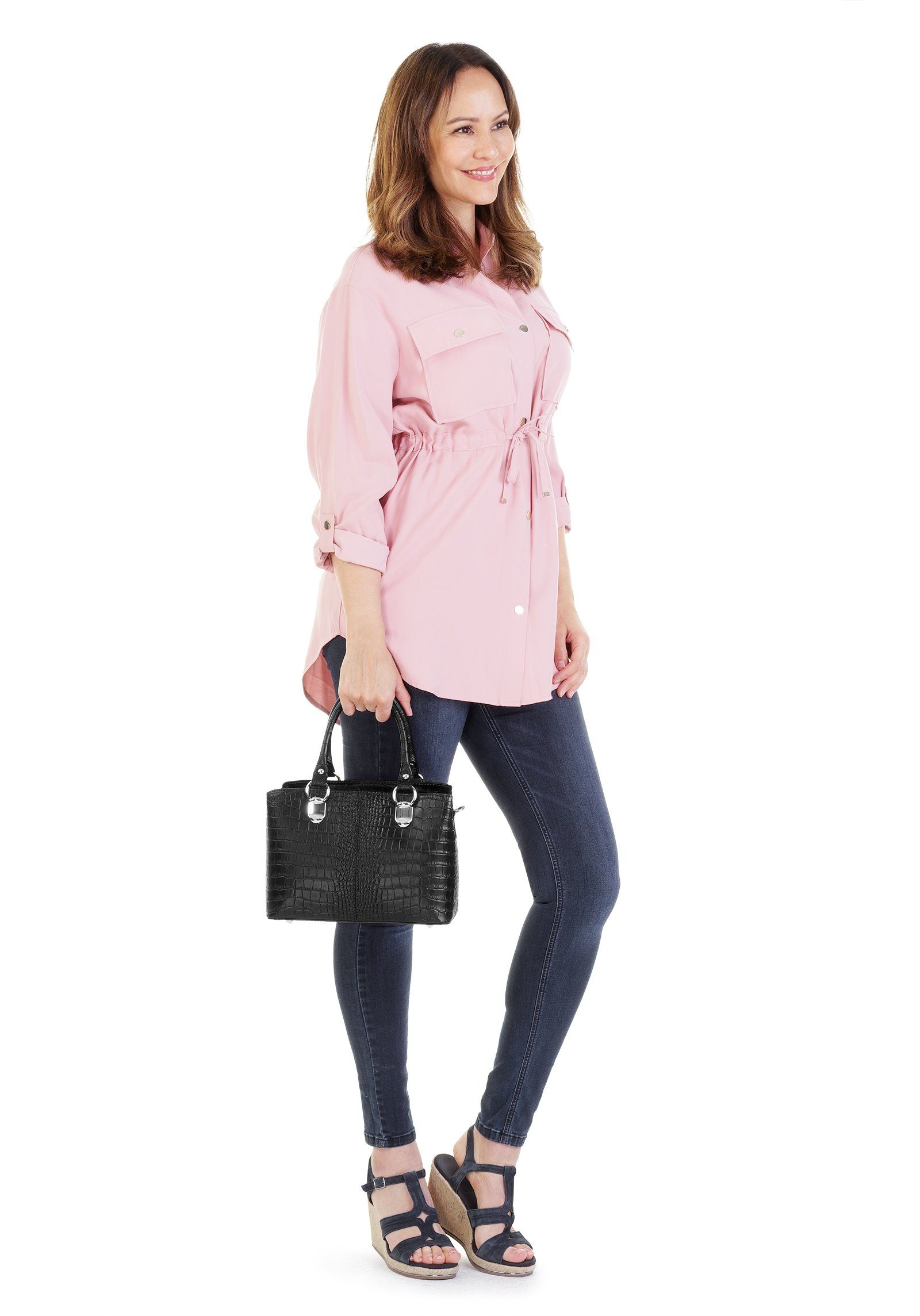 Cluty Umhängetasche, echt Leder, Made in Italy