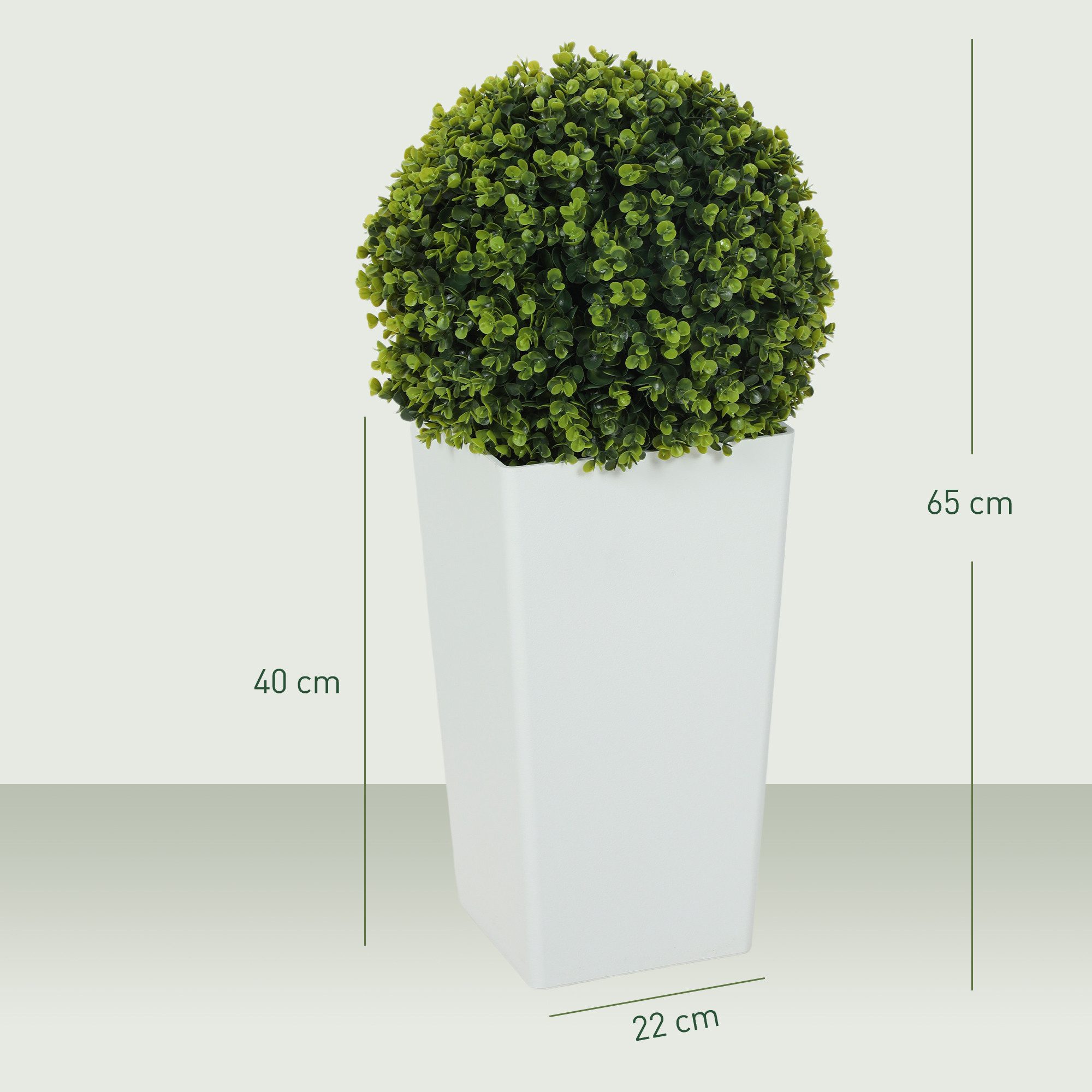 Kunstpflanze 2er-Set Plastik, 330 Blätter, UV-Schutz Schlafzimmer Eukalyptus, HOMCOM, Höhe 65 cm, für Wohnzimmer, Büro, Grün