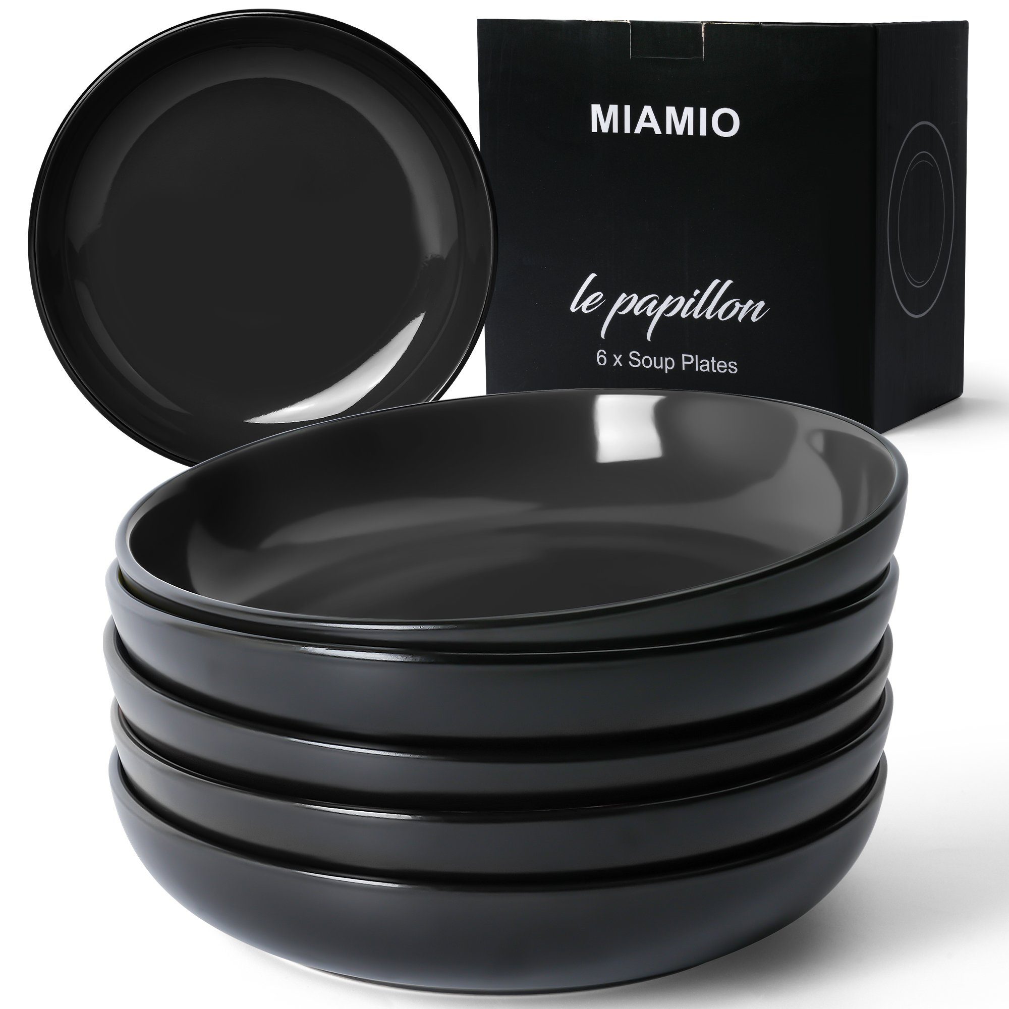 MiaMio Suppenteller Suppenteller 6er Set (900 ml), Pasta Teller, Tiefe Teller