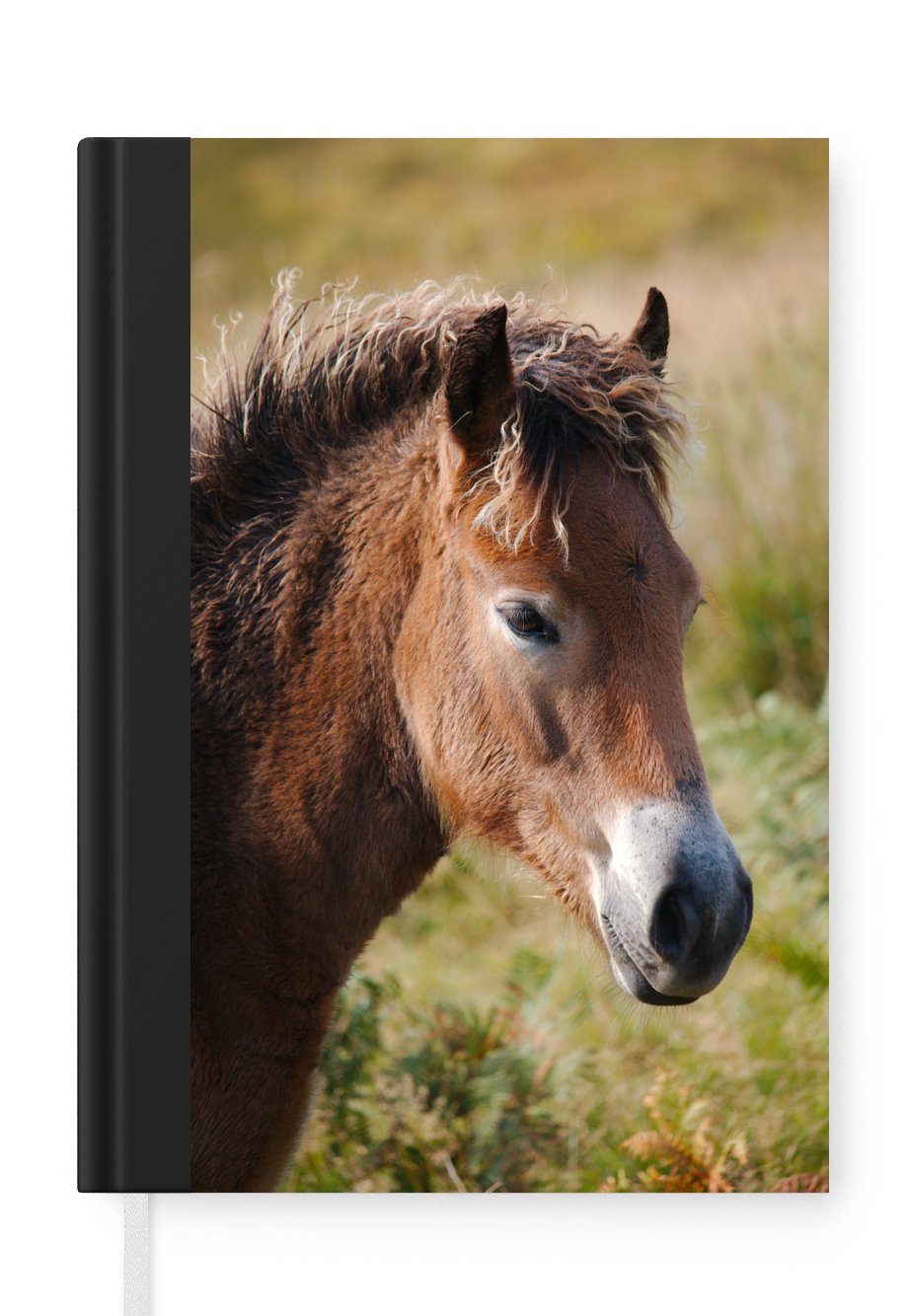 MuchoWow Notizbuch Pferd - Pony - Porträt, Journal, Merkzettel, Tagebuch, Notizheft, A5, 98 Seiten, Haushaltsbuch