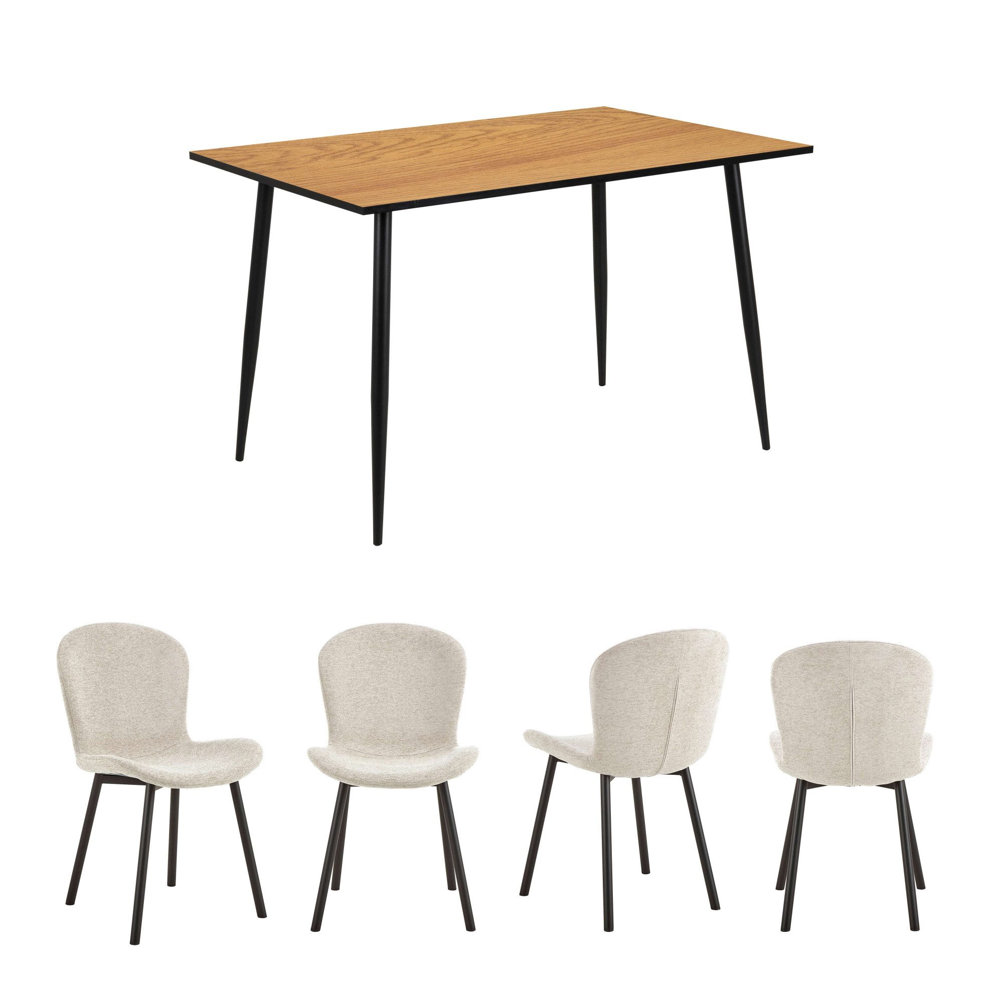 Esszimmer-Set Esspruppe, Speisetisch mit Wohnzimmerstühlen