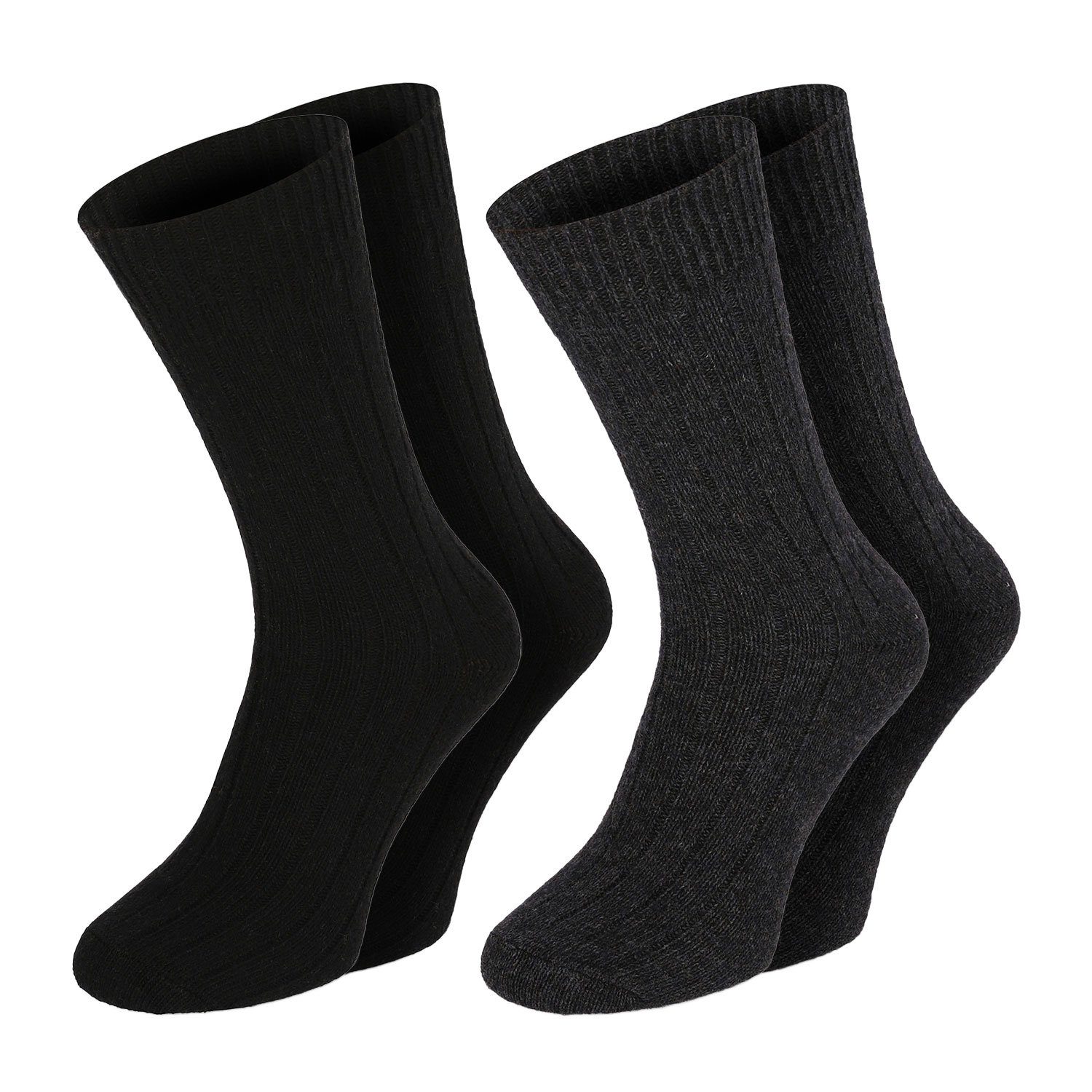 Norwegersocken ALPAKA Wollsocken dicke Wintersocken in grau und schwarz Damen Herren