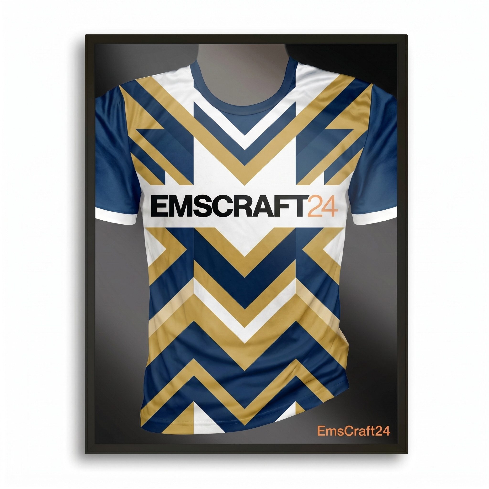 EmsCraft24 Bilderrahmen Trikotrahmen 63 x 83 cm Schwarz mit Trikot Bügel Halterung EmsCraft24