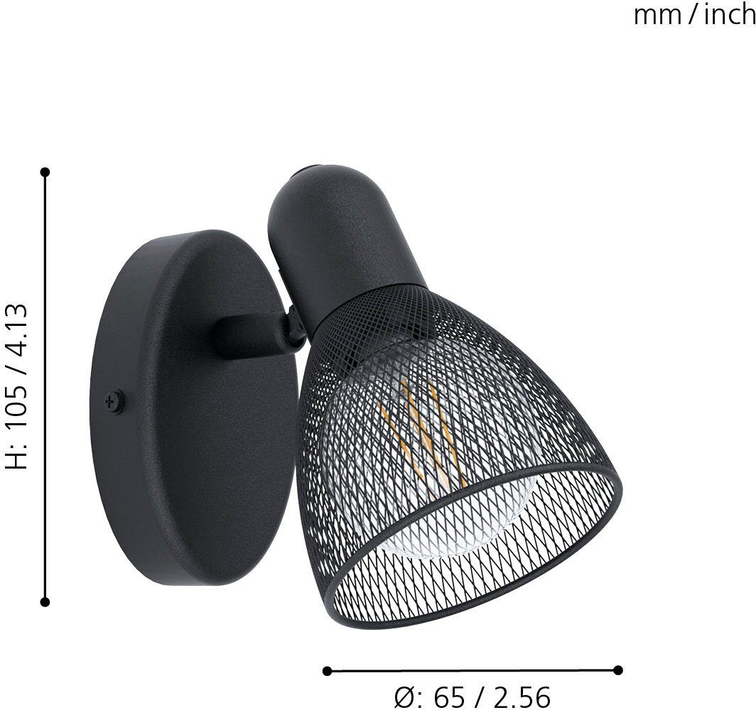 EGLO Deckenspot CAROVIGNO Wandstrahler, Stahl, E14, IP20, Schlafzimmerlampe, Lampe, Leuchtmittel wechselbar, ohne Leuchtmittel, Spot in schwarz - für Schlafzimmer, Flur oder Wohnzimmer
