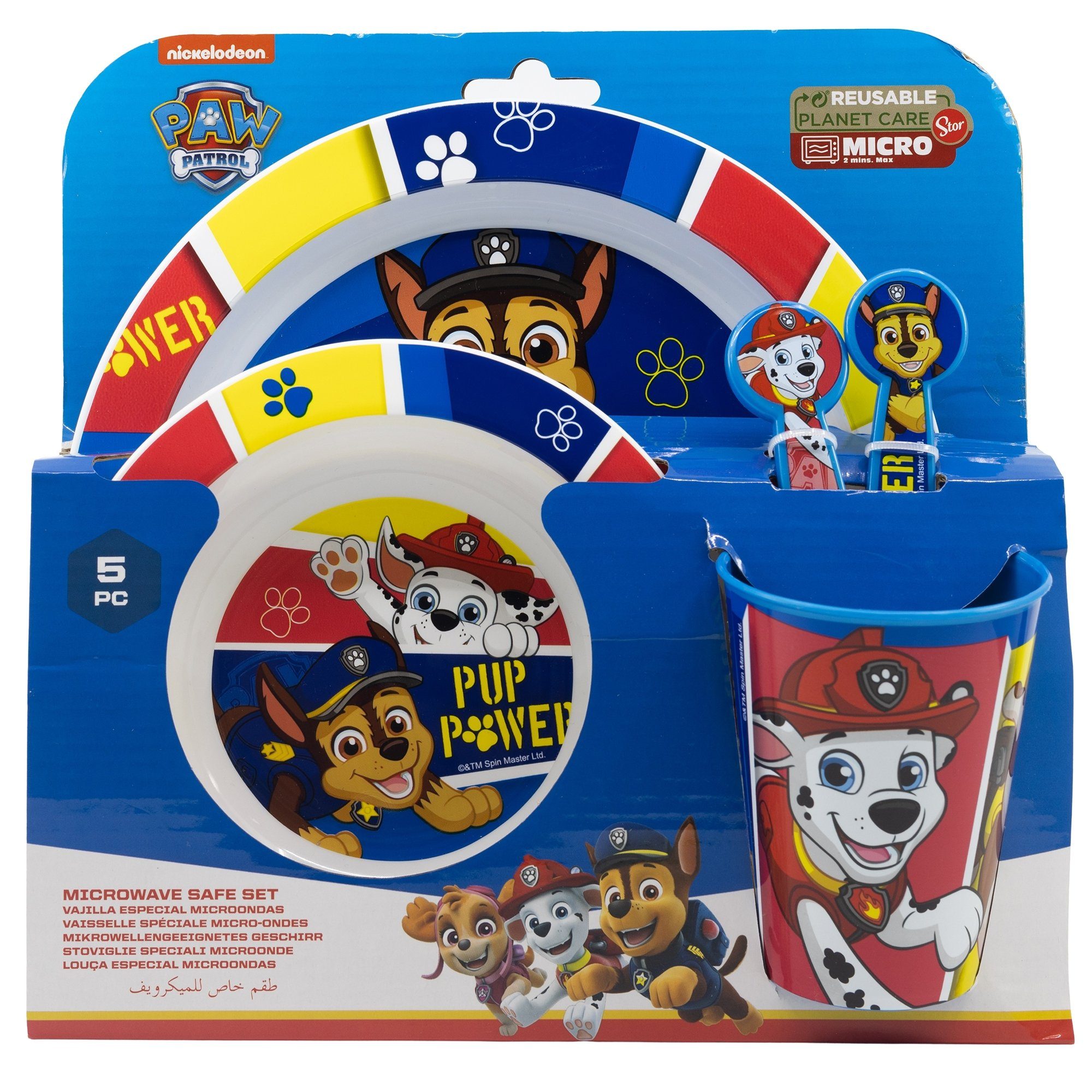 PAW PATROL Kindergeschirr-Set Paw Patrol Kinder Geschirr-Set 5 teilig Becher Teller Schüssel (5-tlg), 1 Personen, BPA-Frei, Besteck