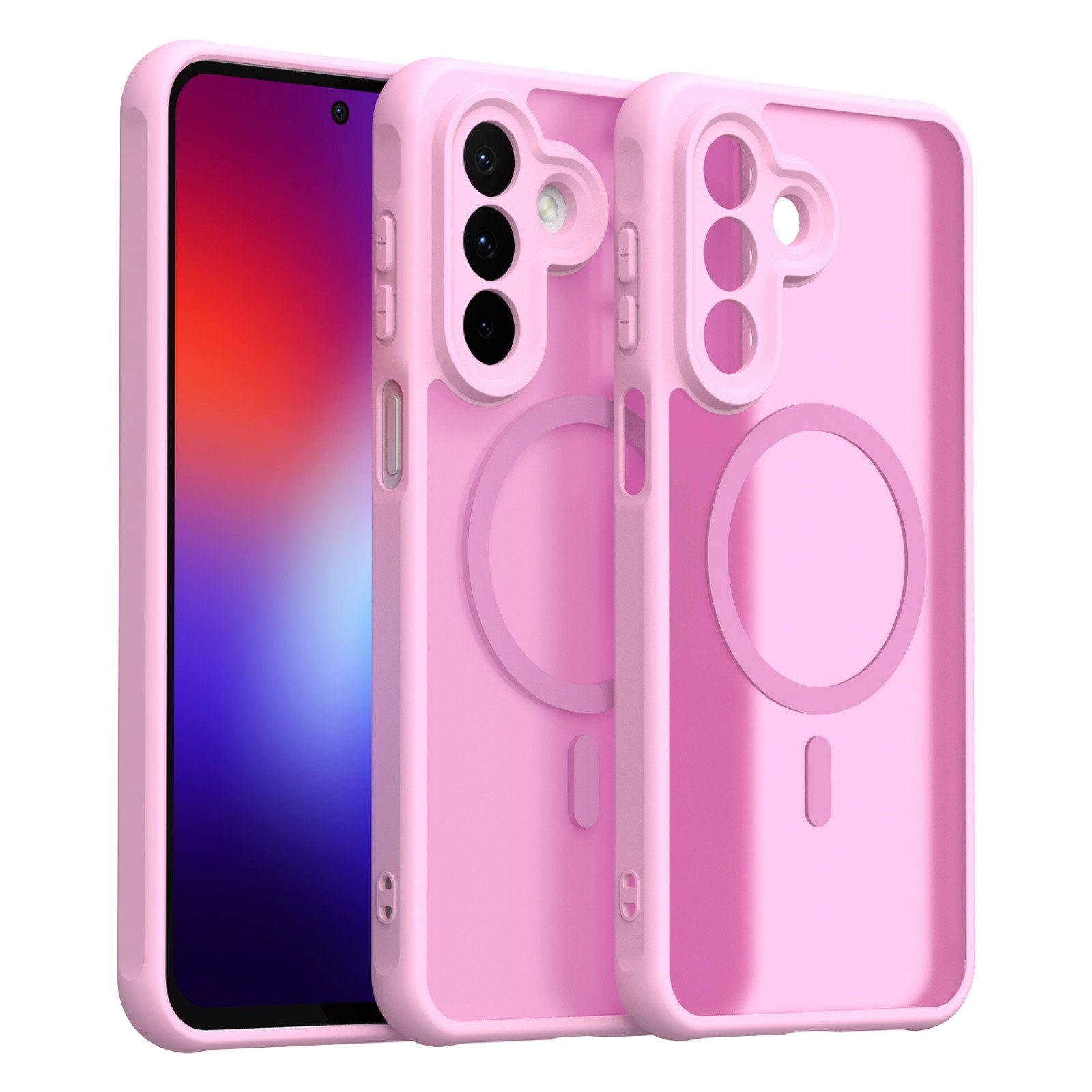 betterfon Handyhülle für Samsung Galaxy A27 Schutzhülle Magnet Case Hülle magnetisch Pink, Magnetisches Laden, mattes Design, kratzfest & stoßfest verarbeitet