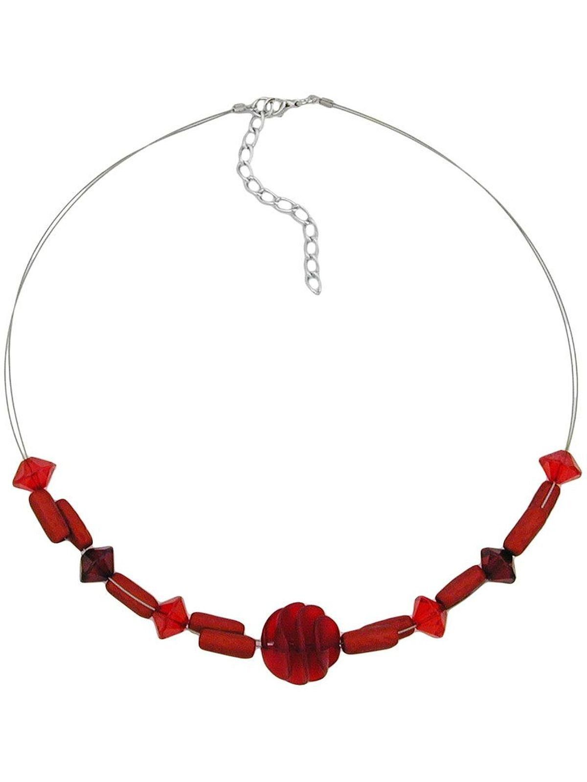 Gallay Perlenkette Drahtkette Kunststoffperlen 45cm (1-tlg) Spiralperle dunkelrot