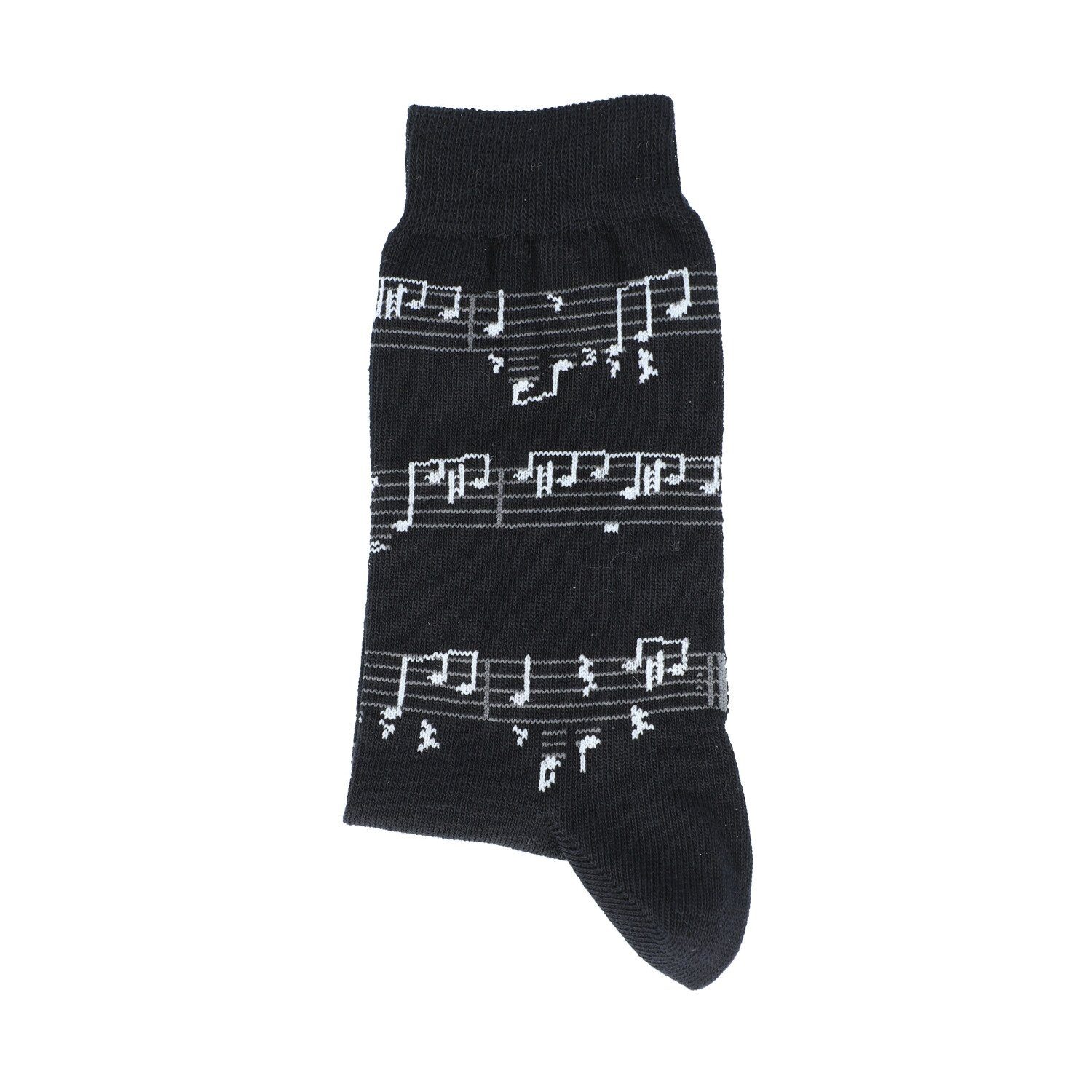 Musikboutique Freizeitsocken (1-Paar) schwarze Socken mit eingewebten Notenlinien Gr. 39/42