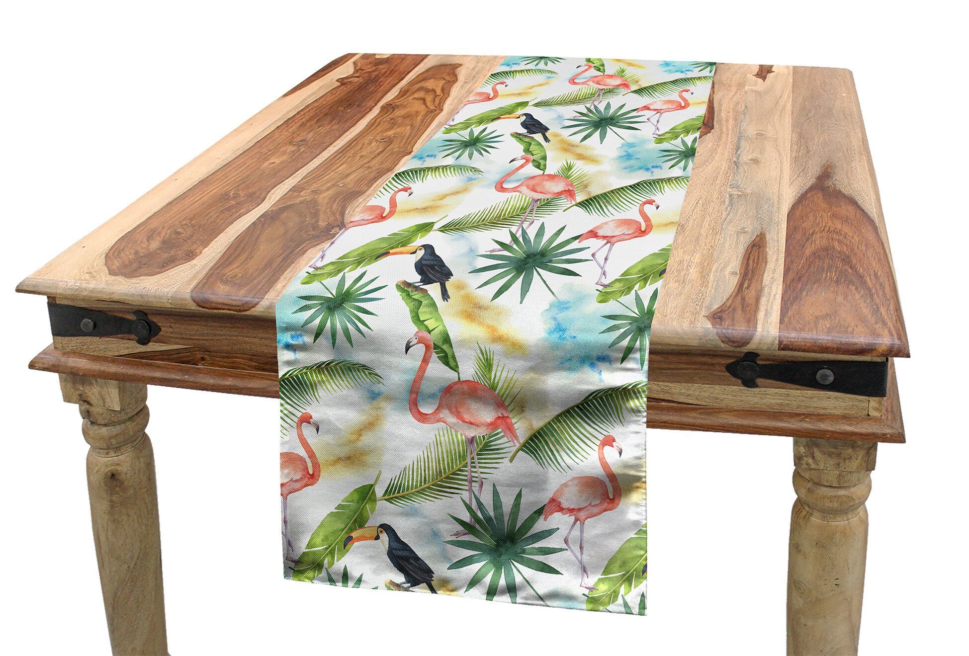 Abakuhaus Toucan Aquarell Tischläufer, hawaiisch Rechteckiger Tischläufer Flamingo Esszimmer Küche Dekorativer