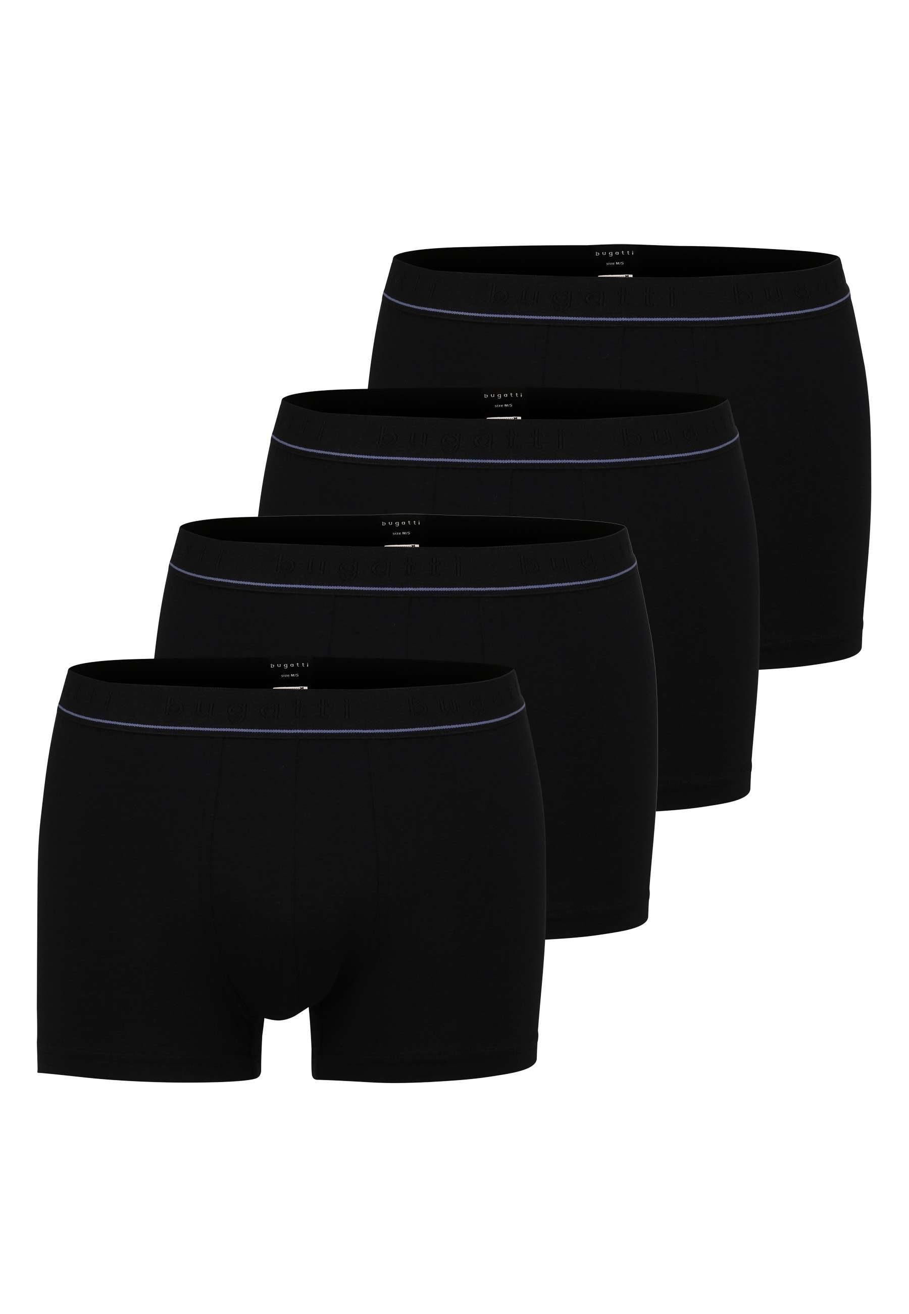 bugatti Boxershorts BUGATTI Herren Boxershorts Unterhosen 4er Pack Sch (4-St) schwarz-dunkel-uni