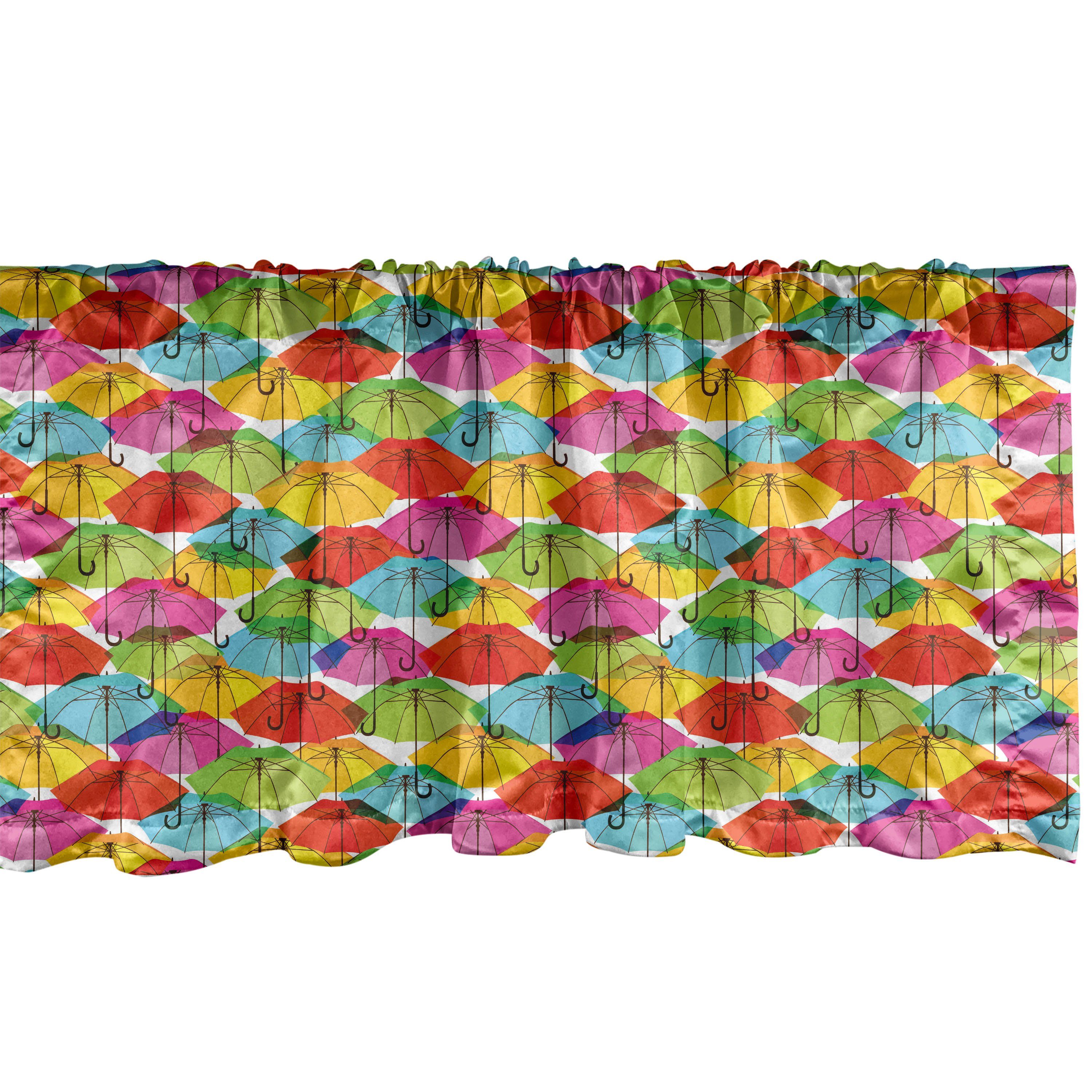Scheibengardine Vorhang Volant für Küche Schlafzimmer Dekor mit Stangentasche, Abakuhaus, Microfaser, Regenschirme Vivid Regenschirm
