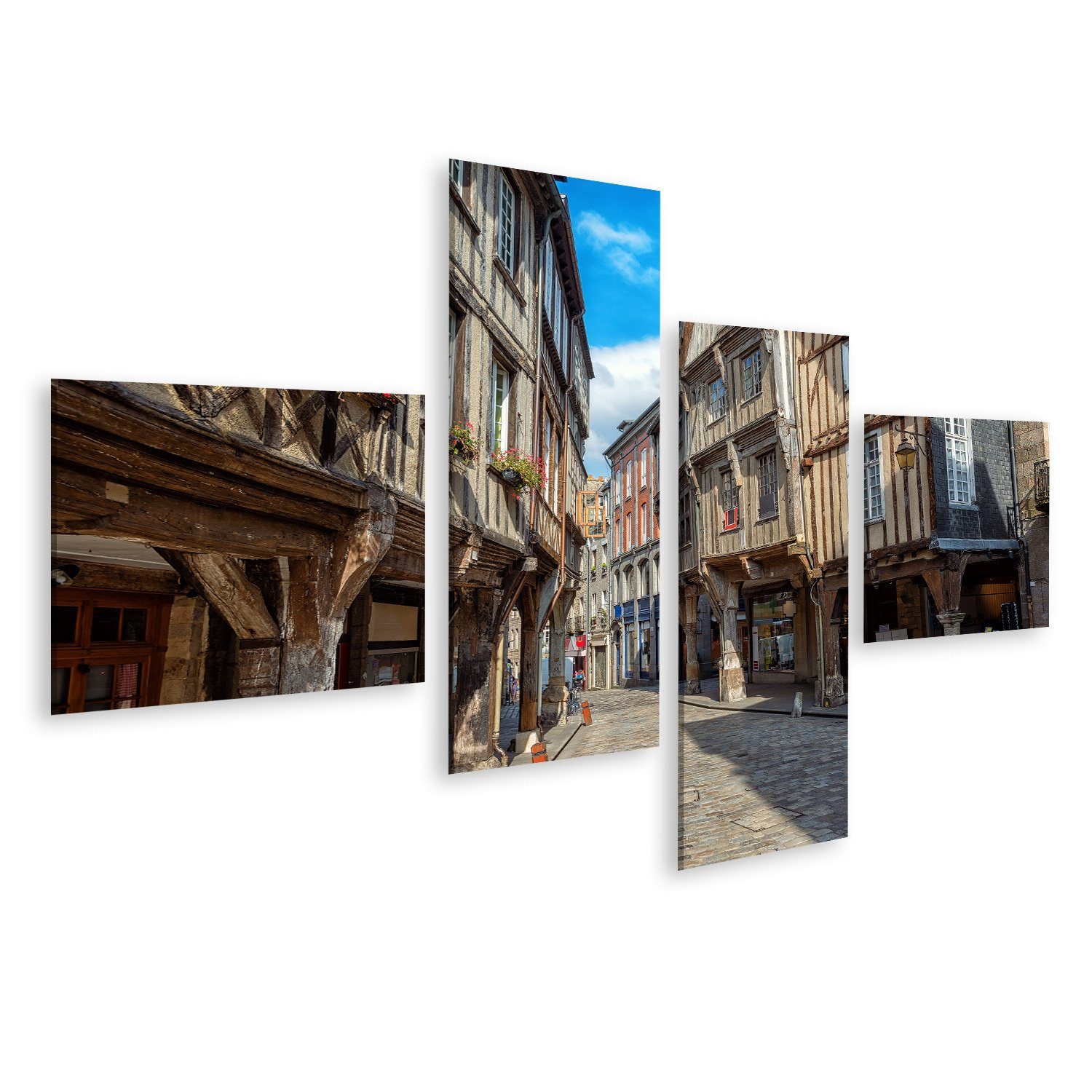 Leinwandbild Bild auf Leinwand Dinan Altstadt Historische Fachwerkhäuser Im Stadtze