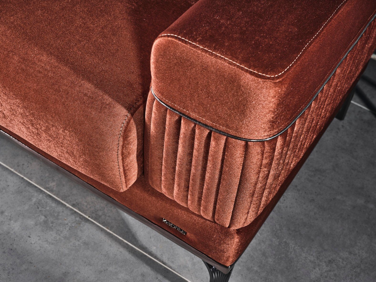 Möbel Quality,strapazierfähiger Samtstoff 1 Cusco, Mikrofaser Teil, Sofa Terracotta Villa Handmade