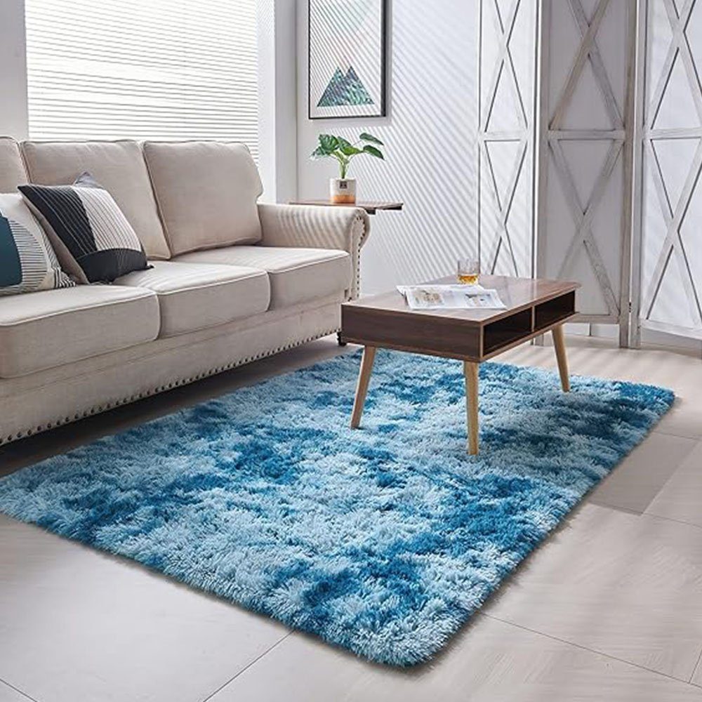 Teppich Teppich Plüsch Flauschiger Teppich Rechteck,große 160 x cm), (blau,120 FELIXLEO