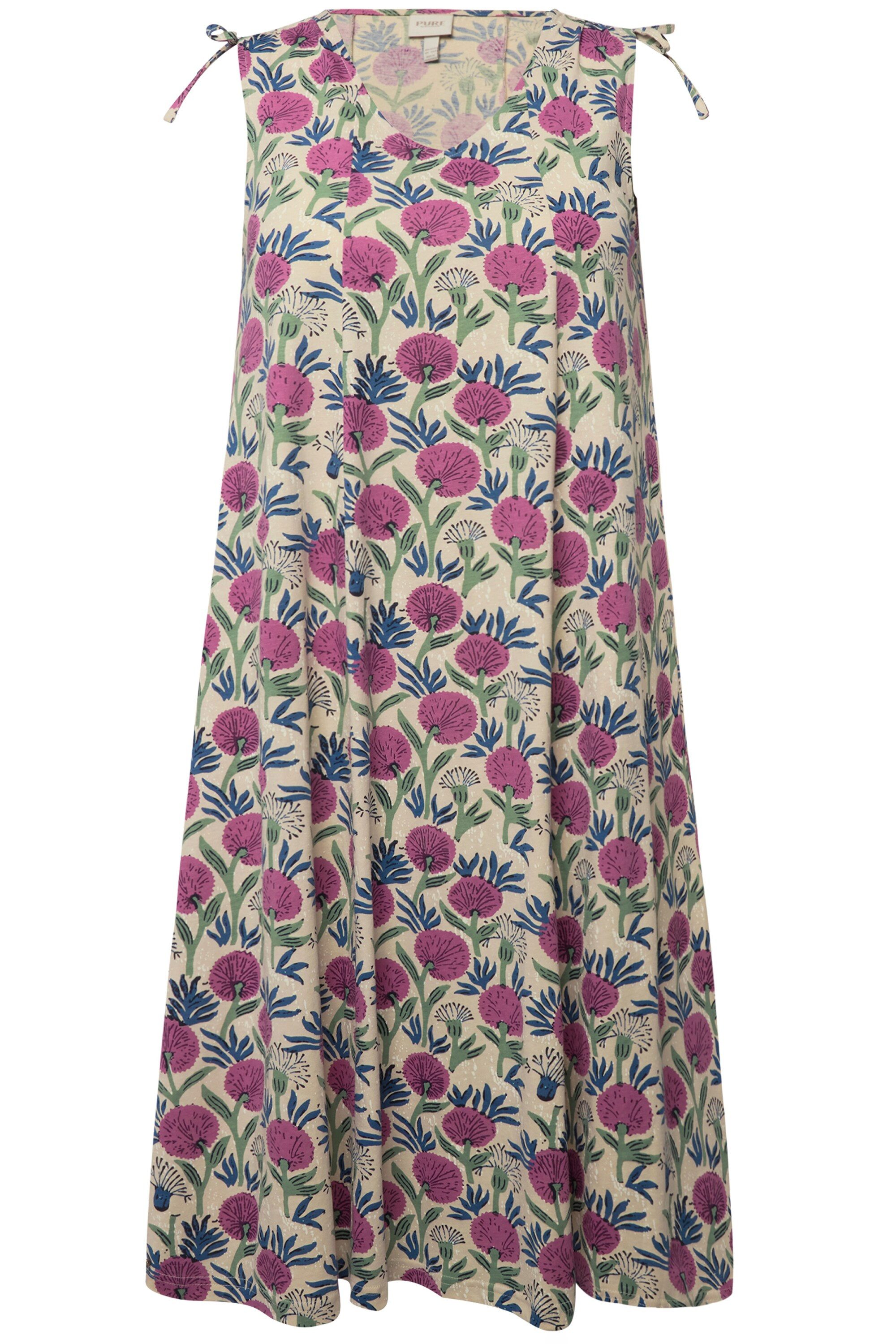 Ulla Popken Jerseykleid Midikleid Blüten V-Ausschnitt günstig online kaufen