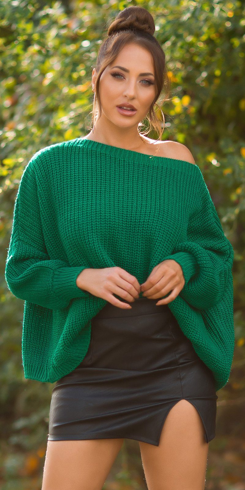 Koucla Strickpullover Musthave Oversized Grobstrick-Pullover grün | Weihnachtspullover