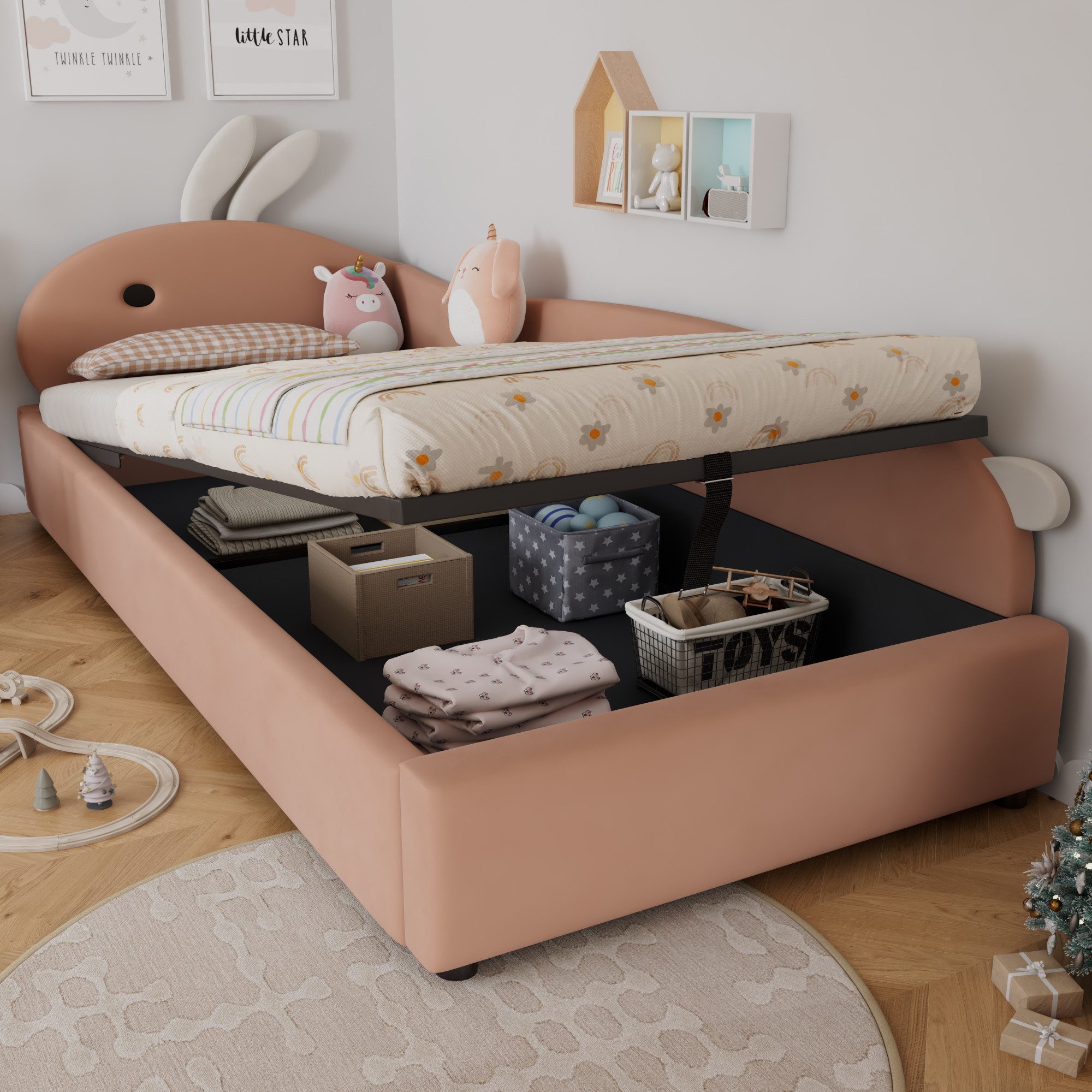 MODFU Schlafsofa mit Häschen-Kopfteil & Schutzzaun, günstig online kaufen