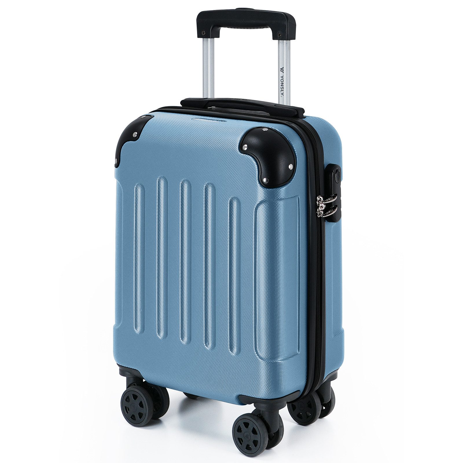 YONSLY Hartschalen-Trolley Hartschalen-Reisekoffer Trolley Rollkoffer in S/M/L/XL Größen, 4 Rollen, mit 360°-Lenkrollen, Zahlenschloss und mehrstufigem Teleskopgriff
