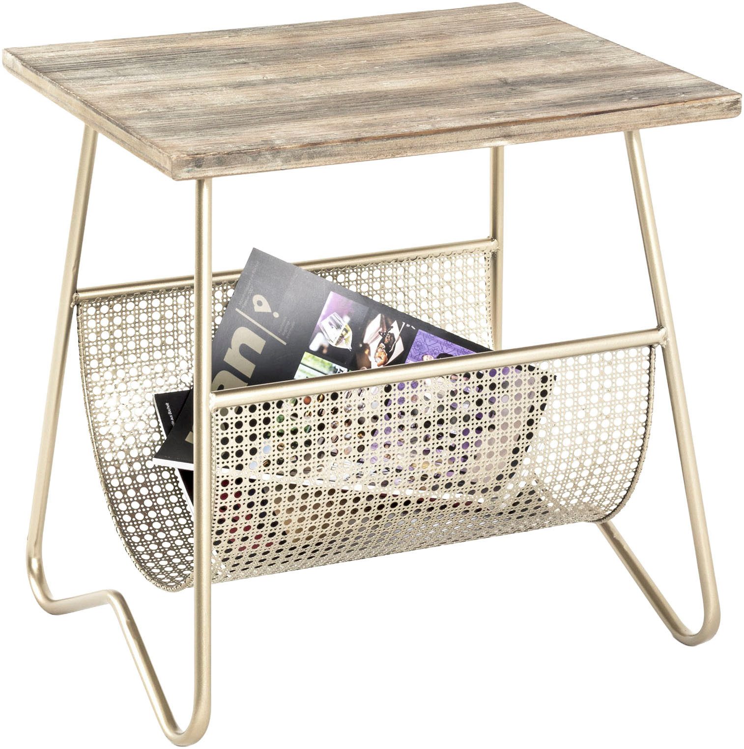 HAKU Beistelltisch Sofatisch, Wohnzimmertisch (1-St), rechteckig - aus Metall Gold B/T/H 50/40/51 cm