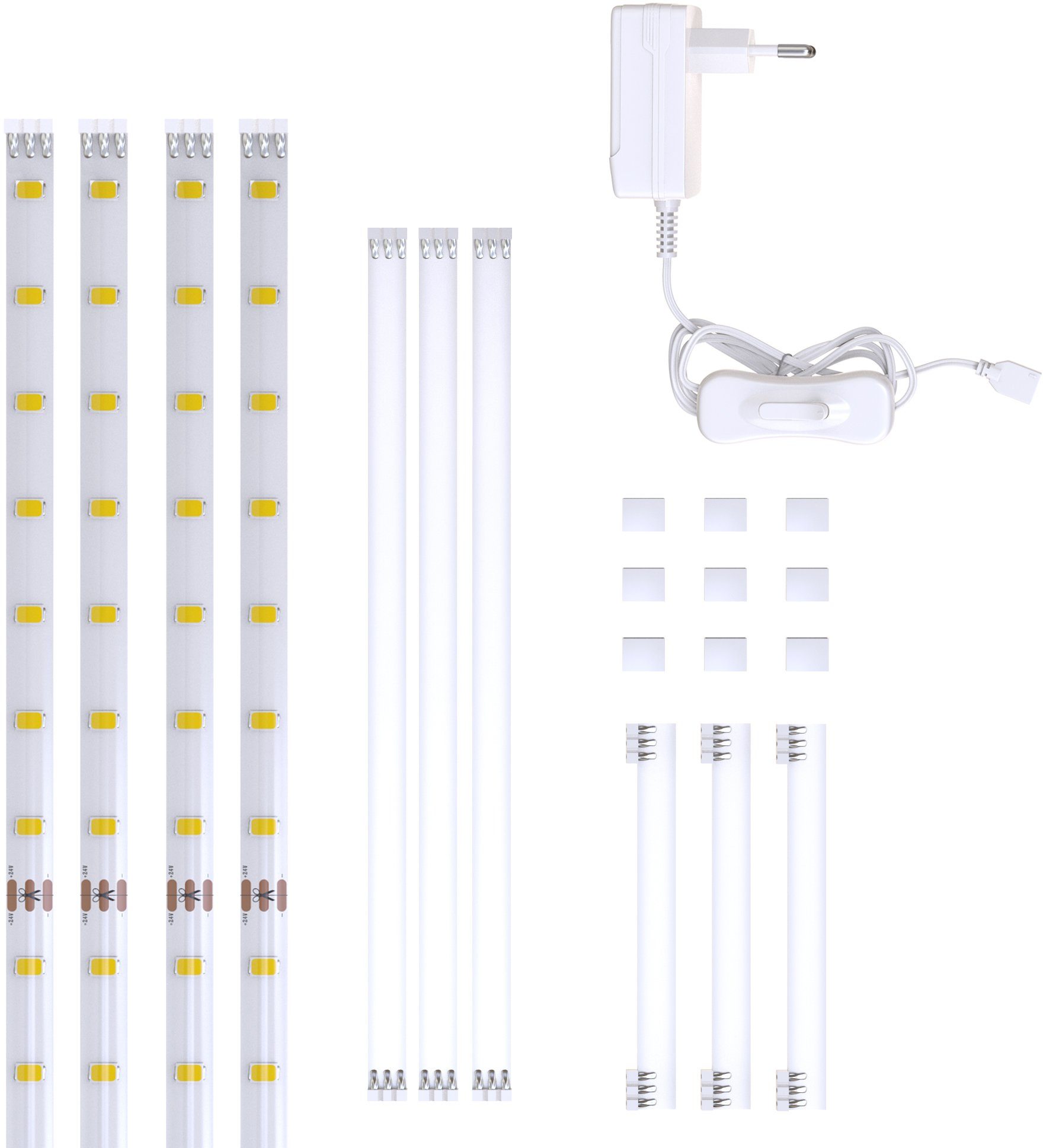 B.K.Licht LED-Streifen Lacerta, Band Unterbauleuchte Streifen 2m inkl. 4 LED Set Verbinder