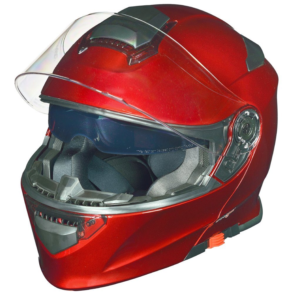 rueger-helmets Motorradhelm RS-983 Bluetooth Klapphelm Motorradhelm Conzept Motorrad Modular Helm ruegerRS-983 COM Rot S