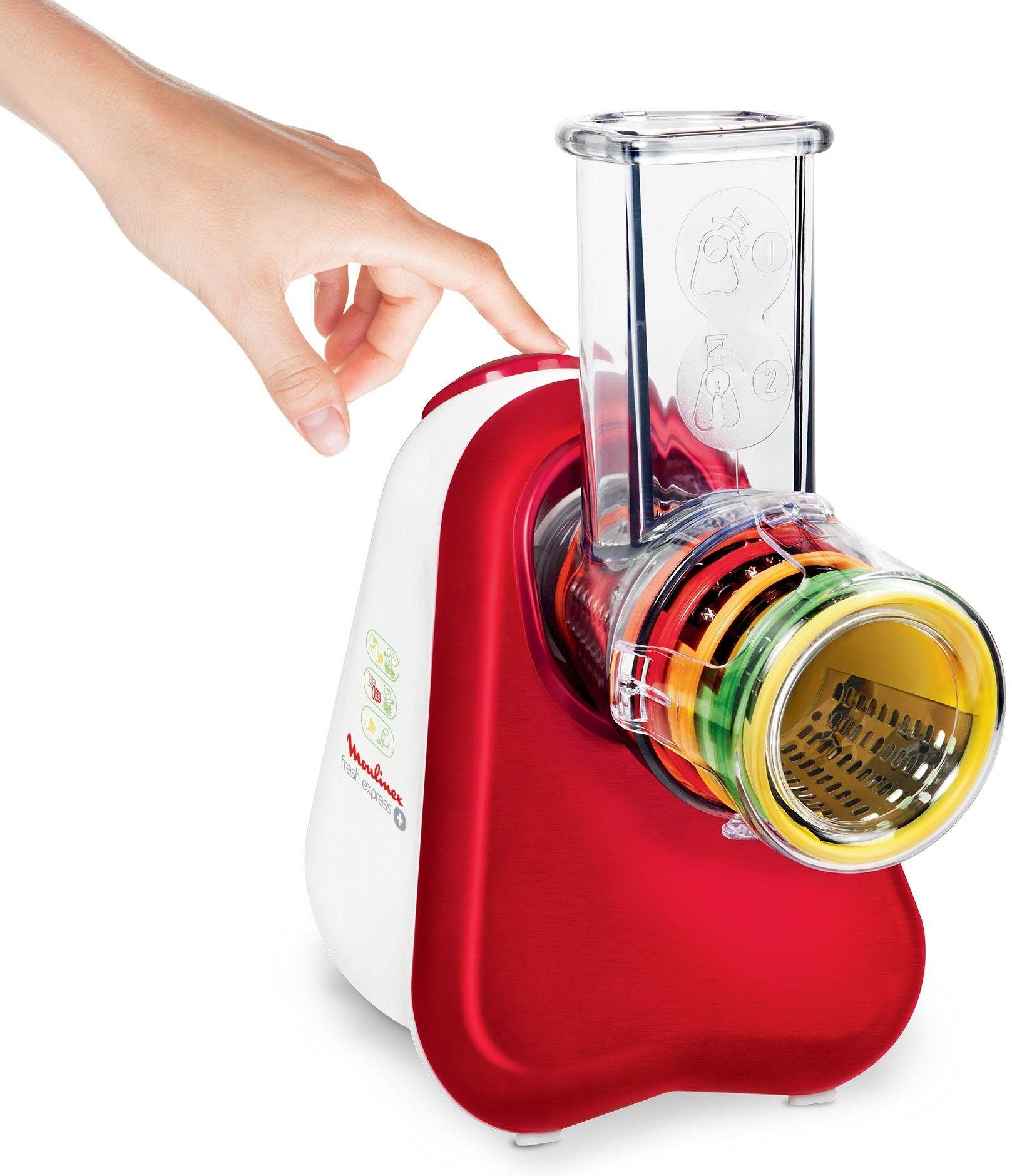 Moulinex Zerkleinerer DJ756G Fresh Express Plus, 150 W, Gemüseschneider, Gemüsehobel, 5 Einsätze inkl. Reiben