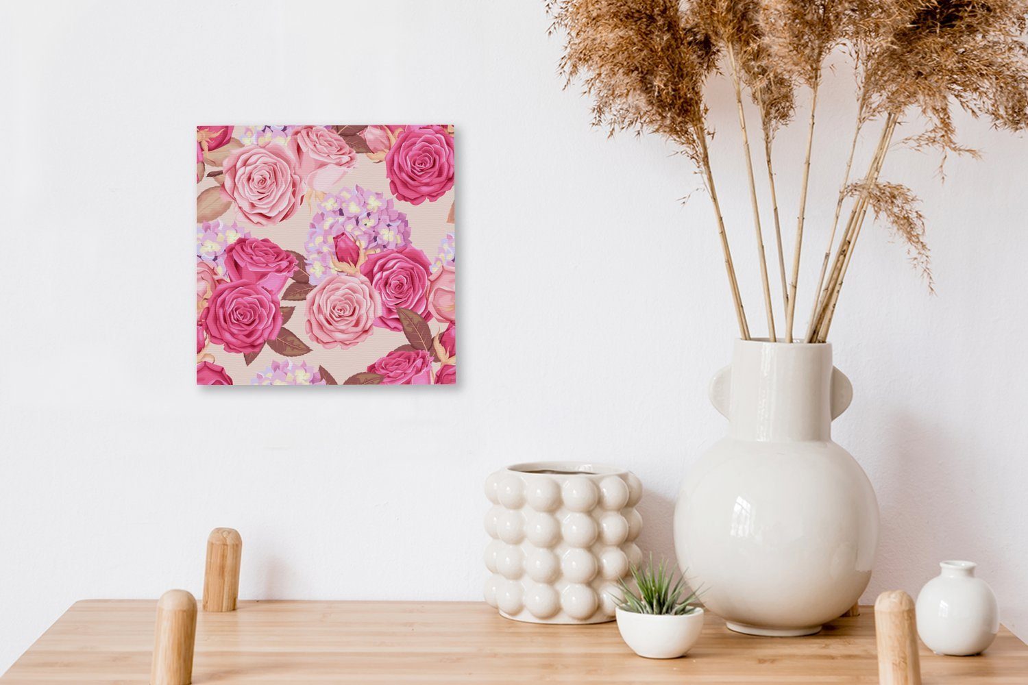Rosen Leinwandbild Blumen St), OneMillionCanvasses® - für Wohnzimmer Rosa, Schlafzimmer Leinwand Bilder (1 -