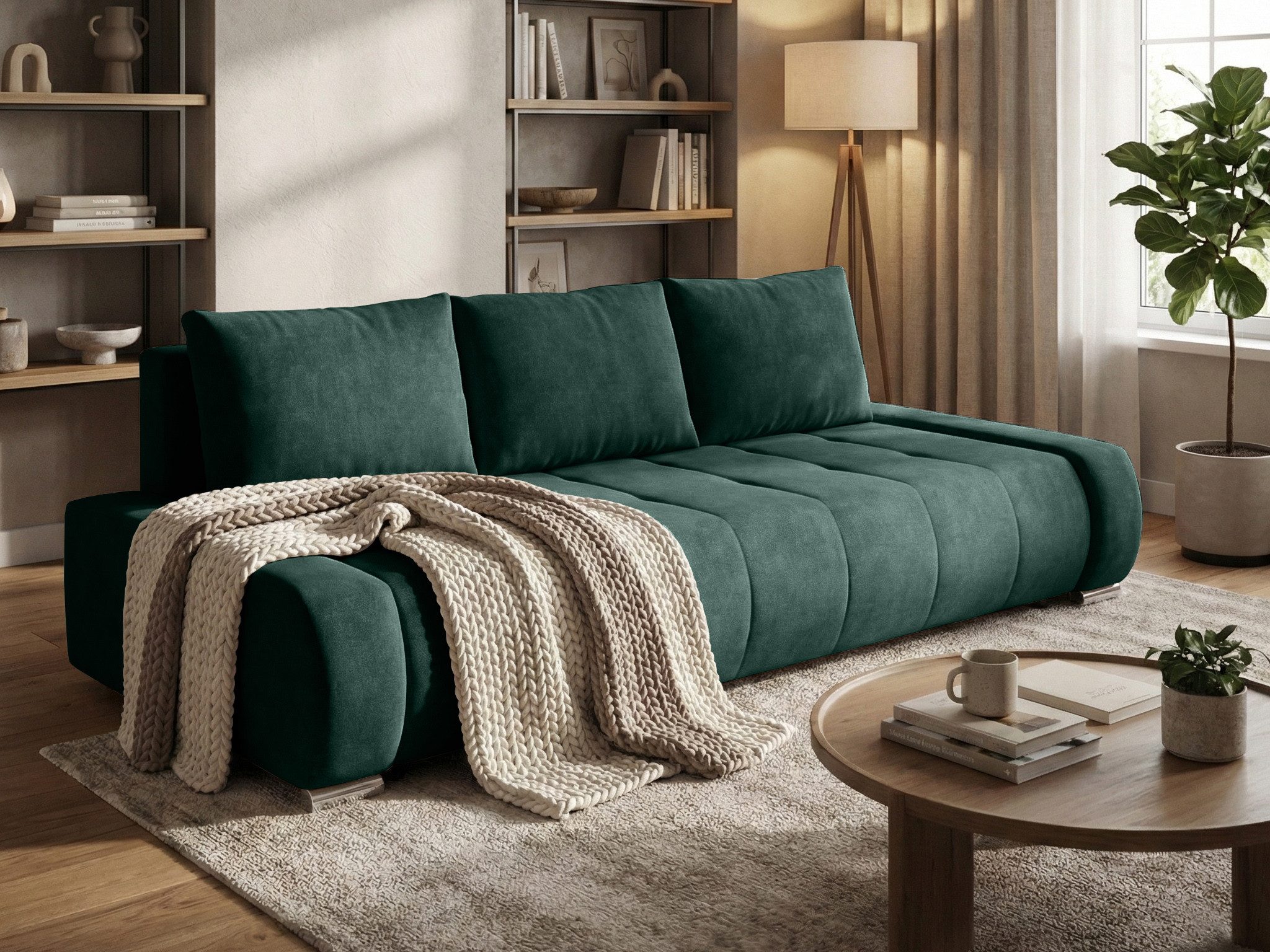 Beautysofa Schlafsofa DRACO 3-Sitzer mit Schlaffunktion und Bettkasten, Modernes Design & Zeitloser Komfort, Liegefläche: 160 x 200 cm