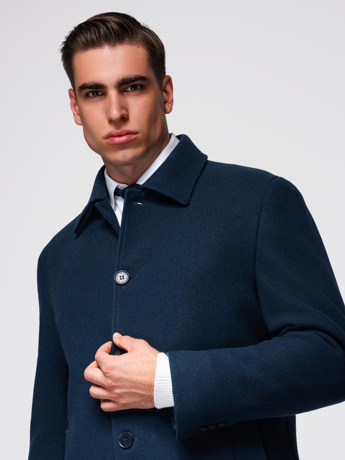 OMBRE Wintermantel Langer, einreihiger Herrenmantel mit Kragen und Innenfutter mit abnehmbare, gesteppte Weste