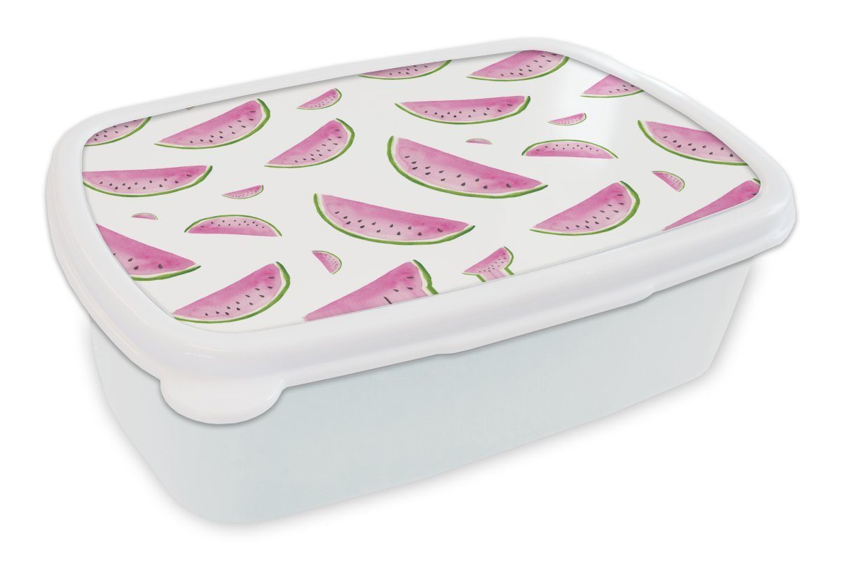 MuchoWow Lunchbox Wassermelonen - Weiß - Pastell, Kunststoff, (2-tlg), Brotbox für Kinder und Erwachsene, Brotdose, für Jungs und Mädchen