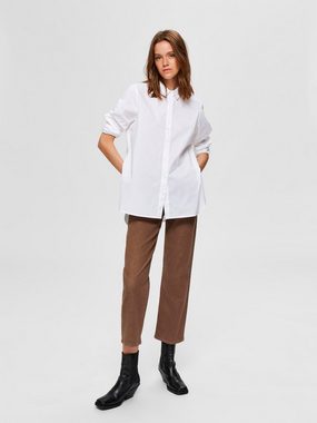 SELECTED FEMME Blusenshirt Classic Hemd Bluse Lange Langarm Tunika SLFORI mit Reißverschluss (1-tlg) 3858 in Weiß