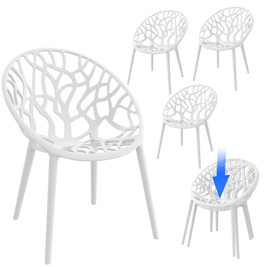 STEELSØN Gartenstuhl Quanta wetter- & UV-beständig, stapelbar (4er Set, weiß), Schalenstuhl outdoor geeignet, verfügbar als 2er, 4er & 6er Set