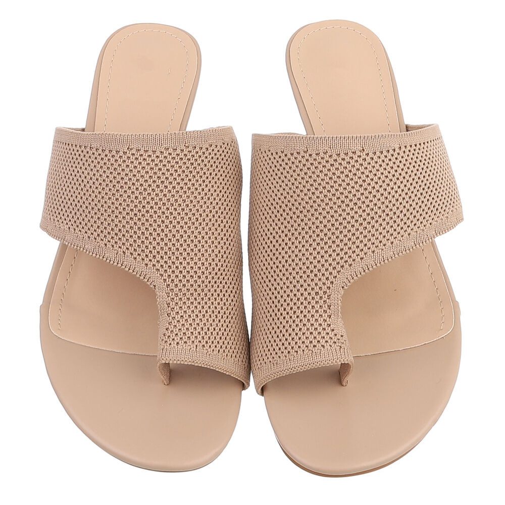 Ital-Design Damen Mule mit Absatz und offenem Design Zehentrenner (91895916) Pfennig-/Stilettoabsatz Sandalen & Sandaletten in Hellbraun – Bild 4 von 5