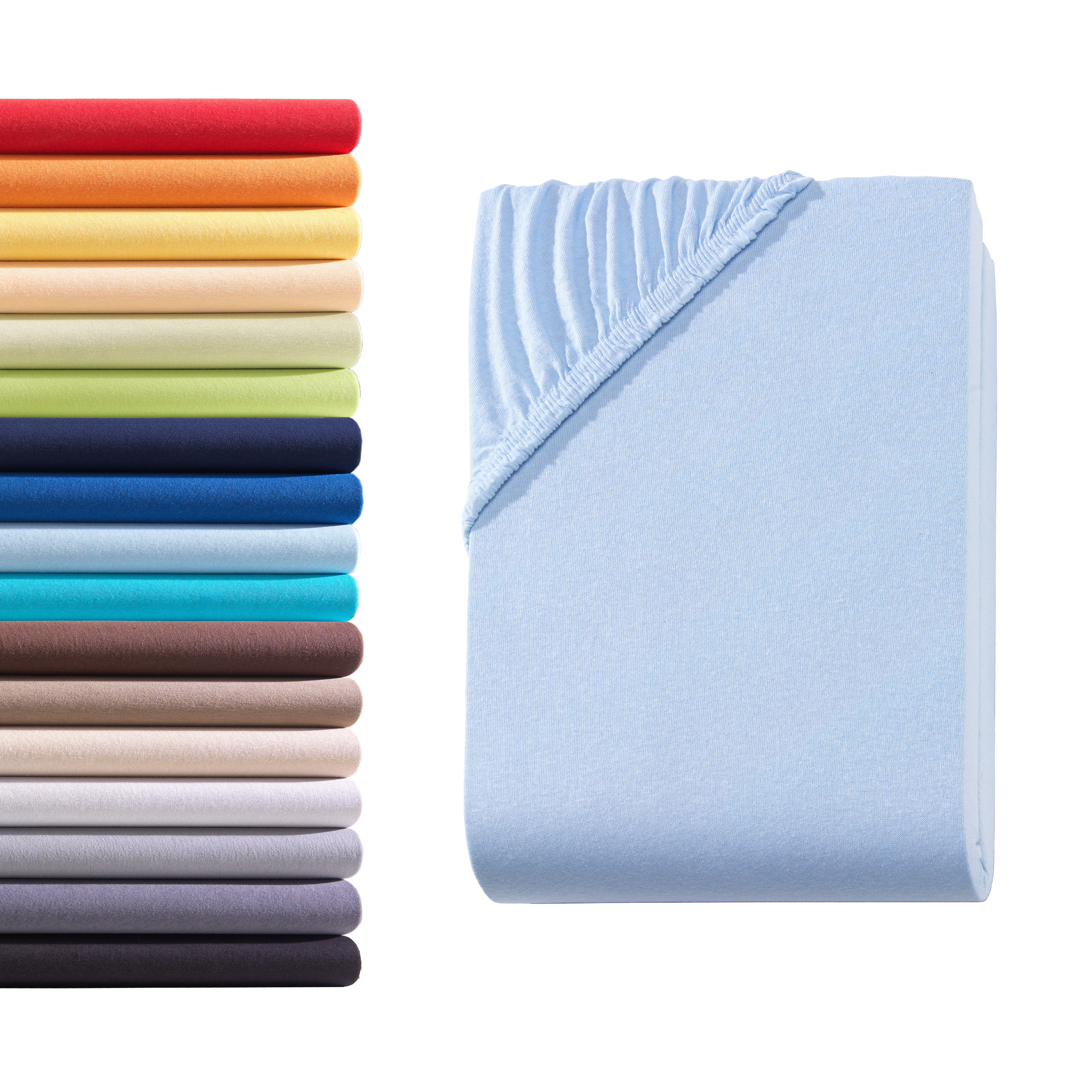 Hometex Premium Textiles Spannbettlaken Jersey Spannbettlaken 100% Baumwolle, Jersey, Gummizug: Rundumgummizug, Premium-Jersey Matratzenhöhe bis 23 cm