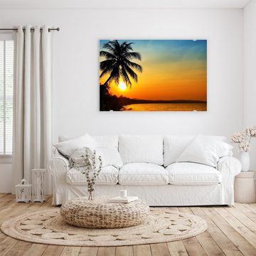 Primedeco Glasbild Wandbild Sonnenaufgang am Meer mit Aufhängung, Natur