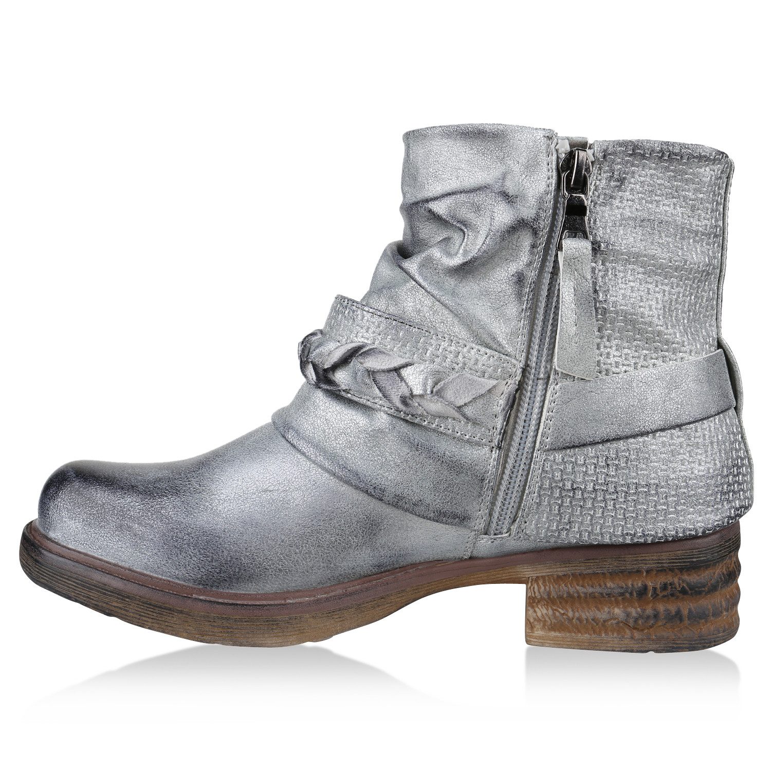 VAN HILL 818843 Bikerboots Damen Stiefeletten Leicht Gefüttert Biker Boots günstig online kaufen