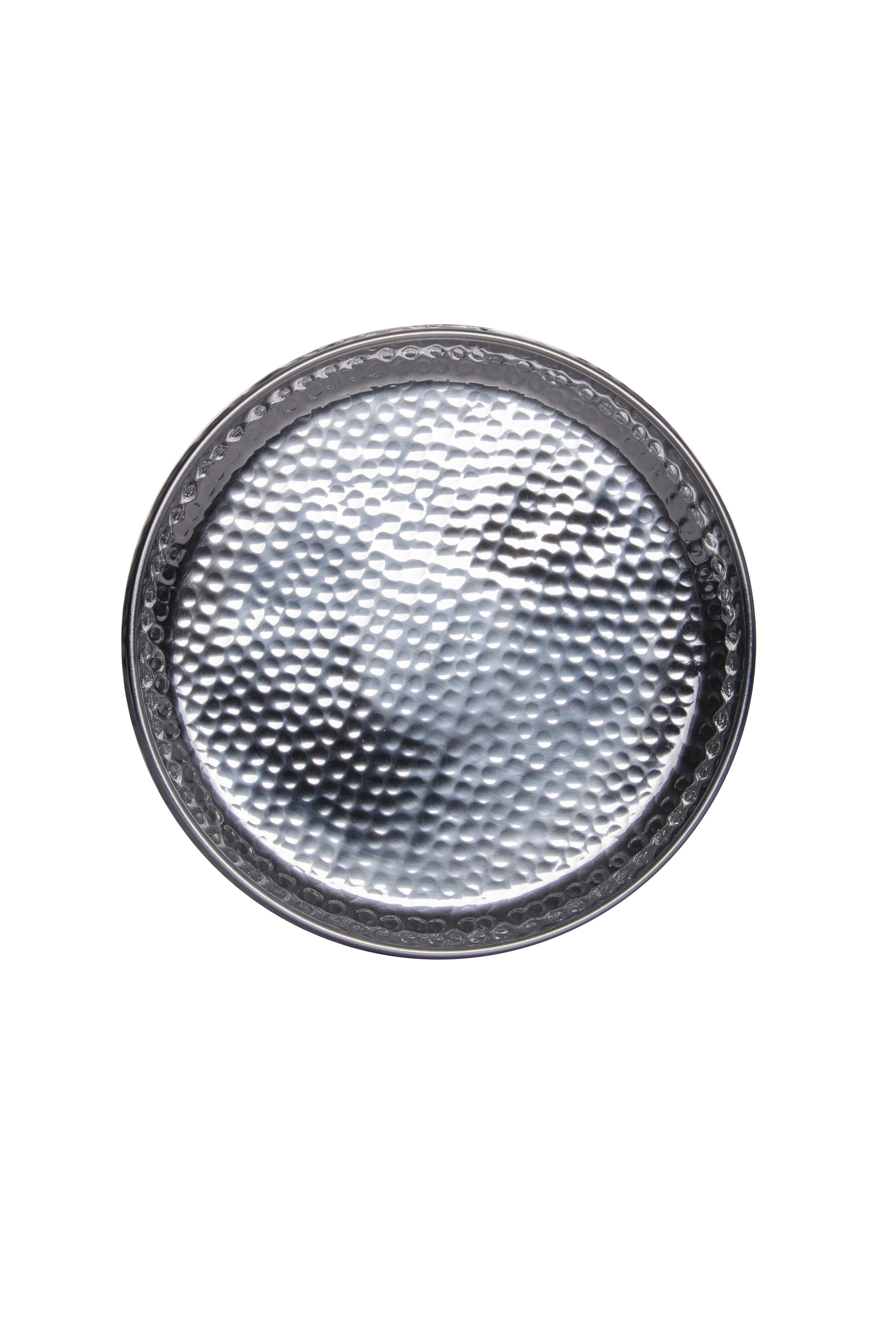 Marrakesch Orient & Mediterran Interior Dekotablett Tablett Fidan aus Metall zum Servieren und Dekorieren, in Silber 34 cm (1 St), Handarbeit – Bild 2 von 4