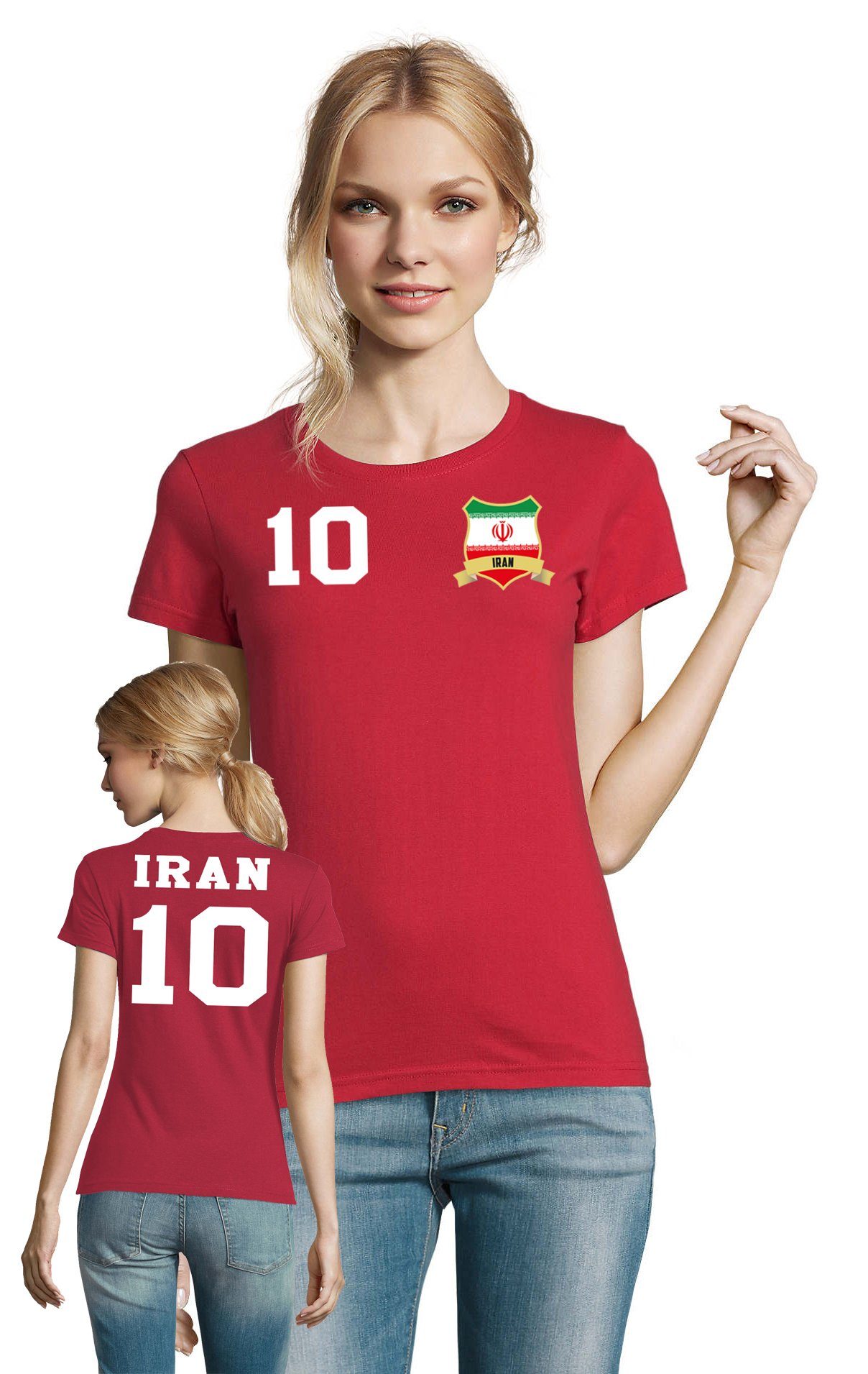 Blondie & Brownie T-Shirt Damen Iran 10 Fun Fan Sport Trikot Fußball  Handball Weltmeister WM