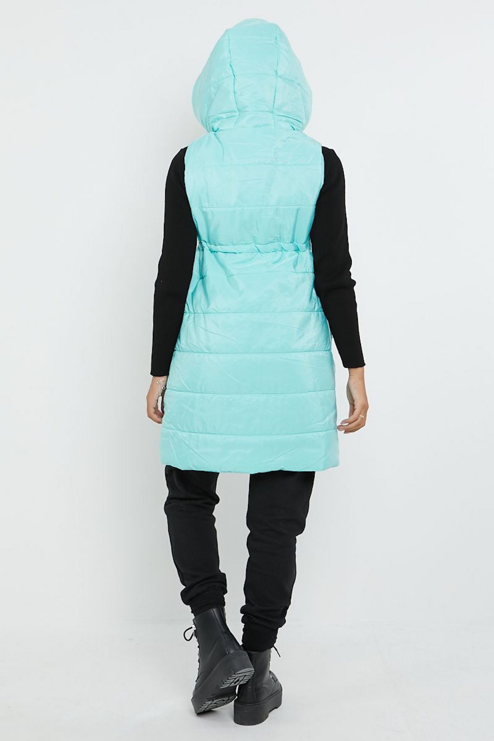 Worldclassca Longweste Worldclassca STEPPWESTE LANG KAPUZE ÄRMELLOS OURDOOR ÜBERGANGSJACKE