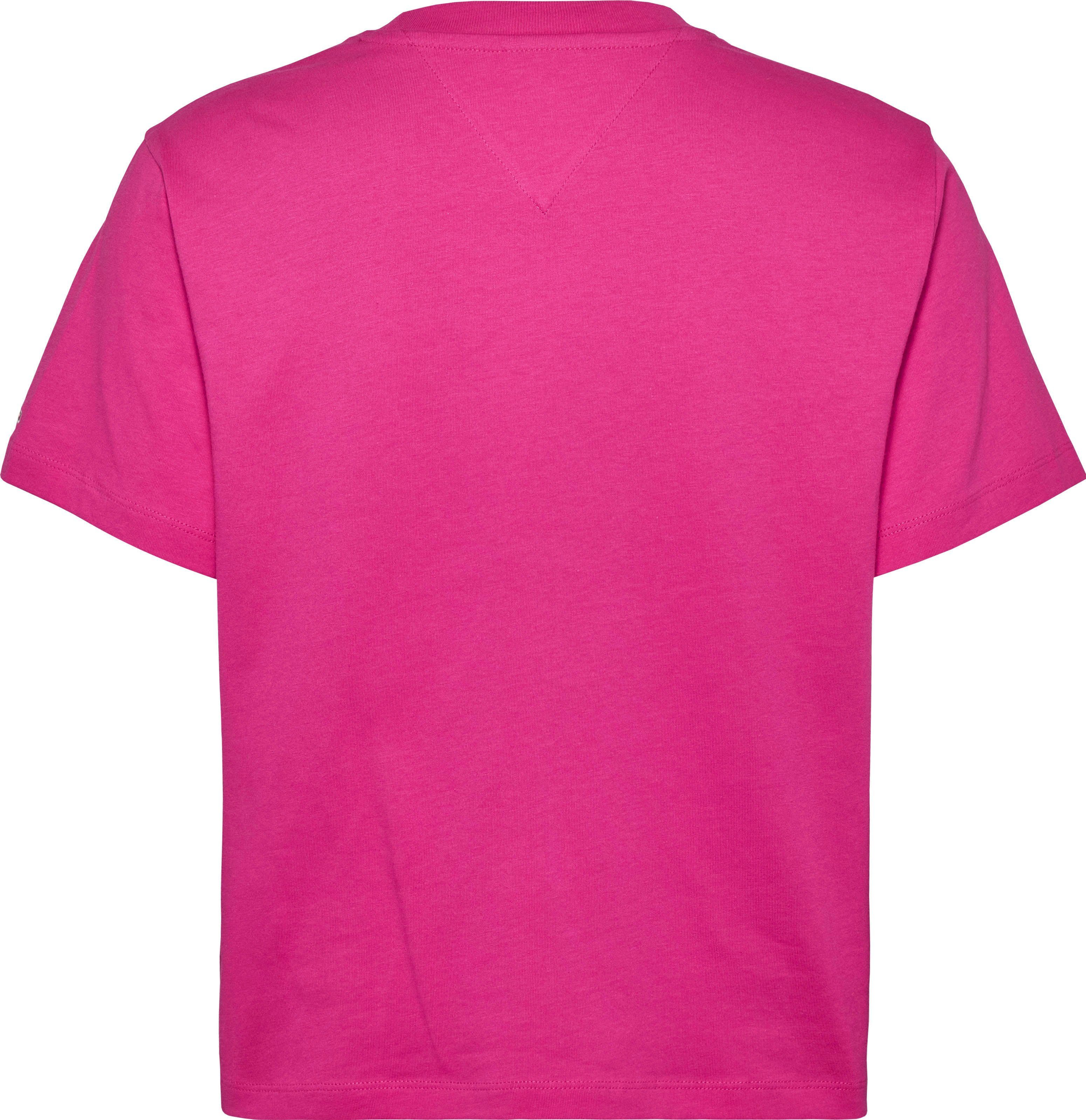 Tommy Logoschriftzug Jewel-Pink LINEAR Kurzarmshirt mit TJW Linear Jeans Jeans CLS Tommy SERIF TEE